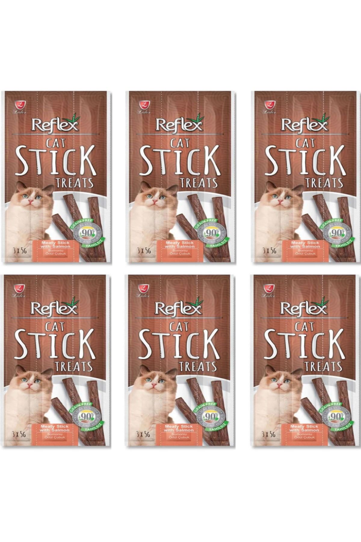 Reflex Sticks Somonlu Kedi Ödül Çubuğu 5 Gr X 3 Adet 6'lı Set
