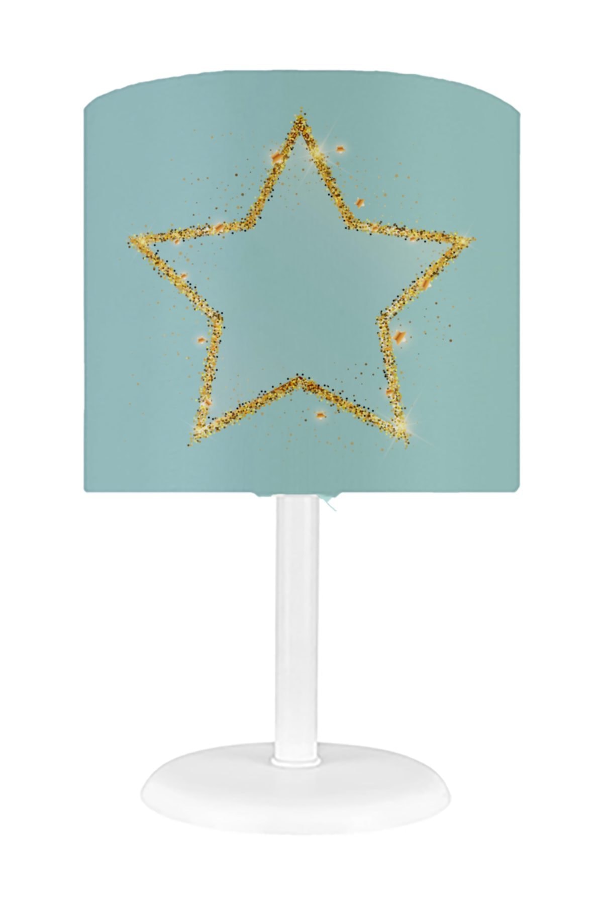 HalıVagonu Hv309ya Gold Yıldızlı Mint Yeşili Çocuk Odası Abajur