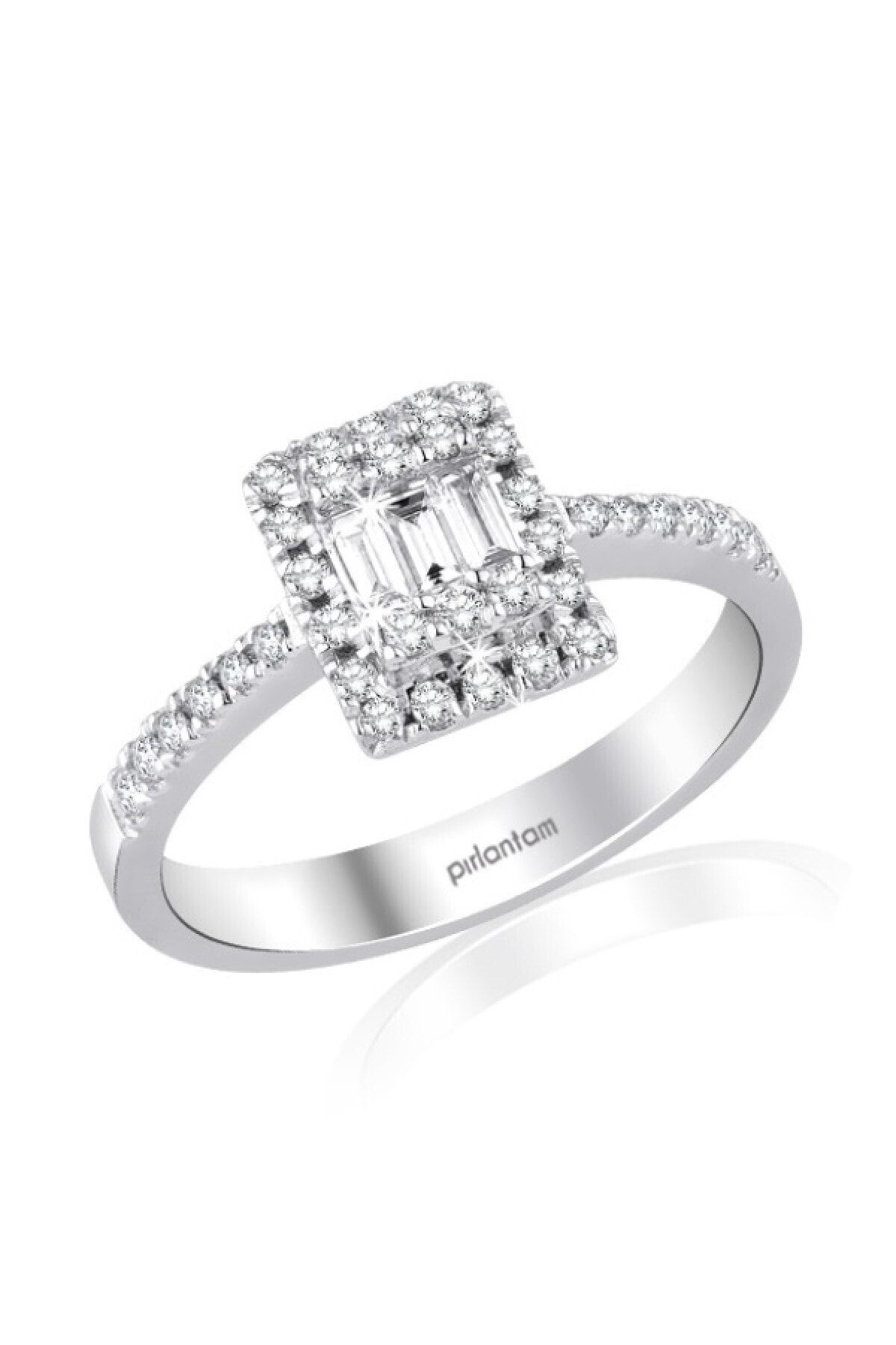pırlantam Kadın Gümüş 0.40 Ct Pırlanta Baget Yüzük