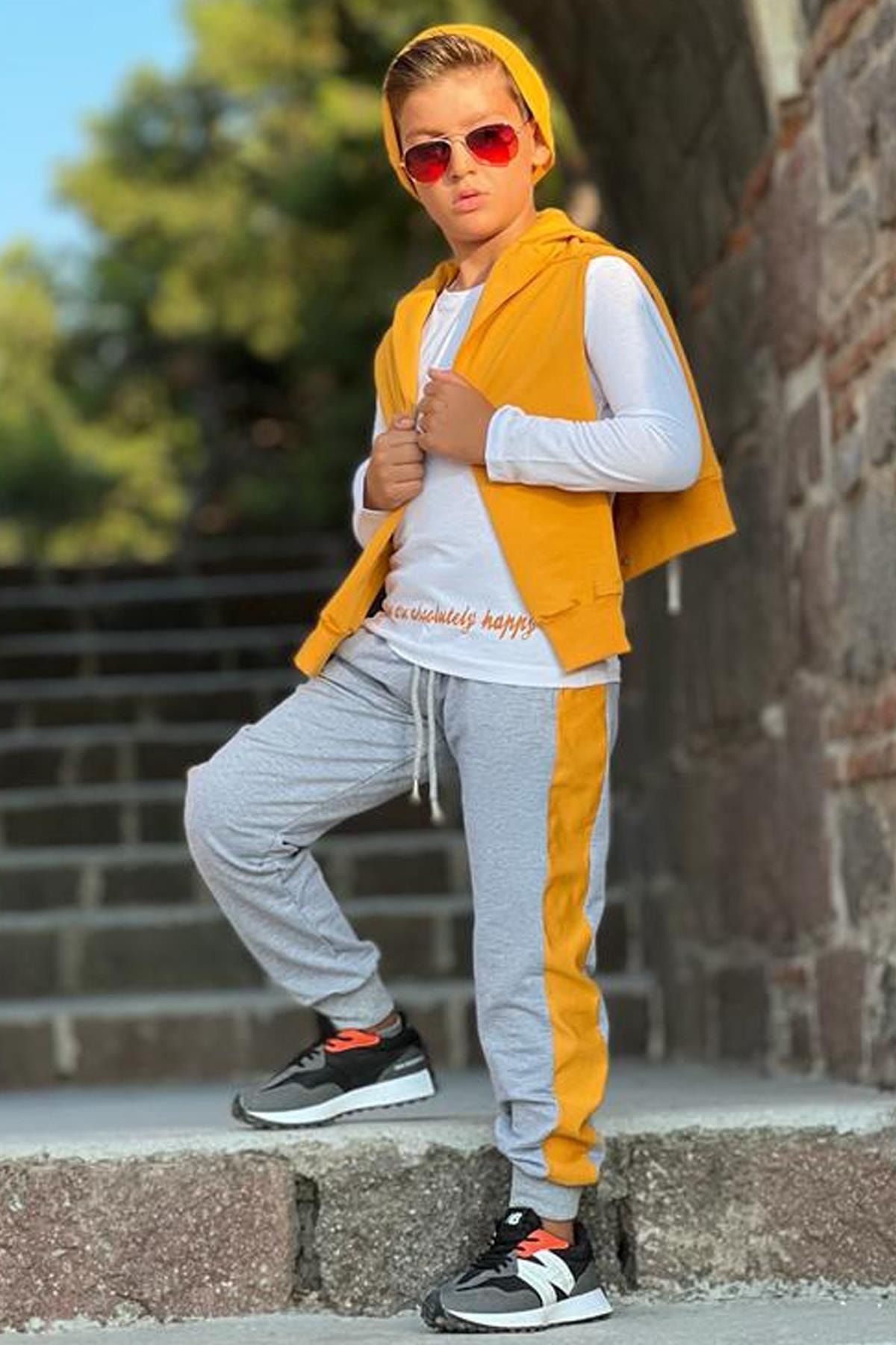 Riccotarz Boy s Today s Mood Mustard Tracksuit Set Trendyol