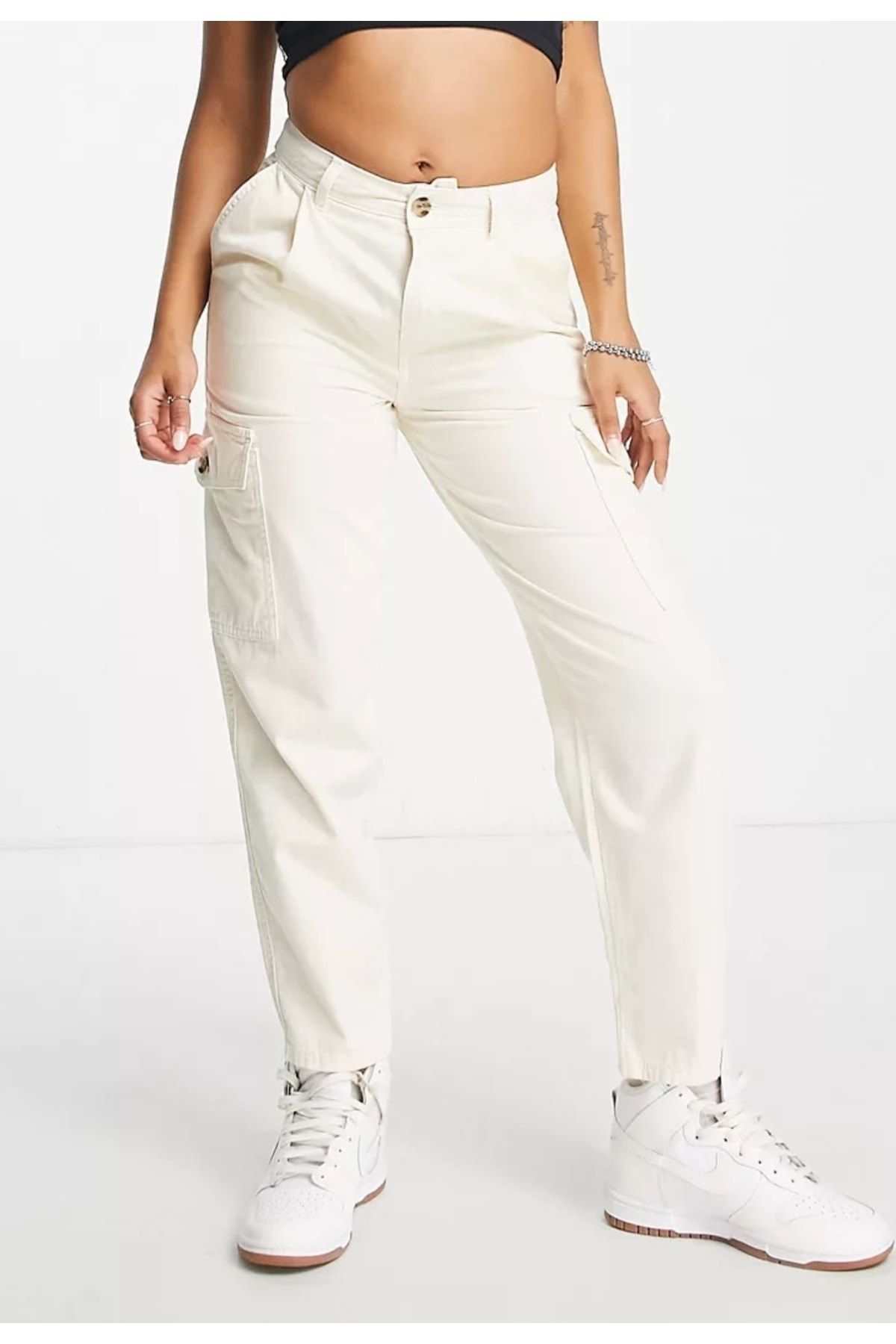september island Cream Petite Cargo Pants Trendyol