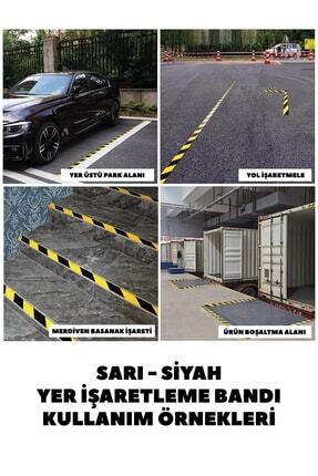 Sarı Siyah Yer İşaretleme Bandı Yapışkanlı Şerit Bant İkaz Bandı Çizgili Bant Image 4