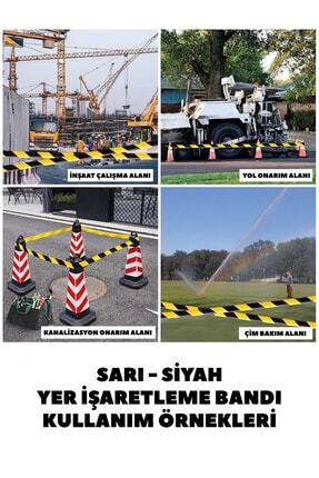 Sarı Siyah Yer İşaretleme Bandı Yapışkanlı Şerit Bant İkaz Bandı Çizgili Bant Image 5