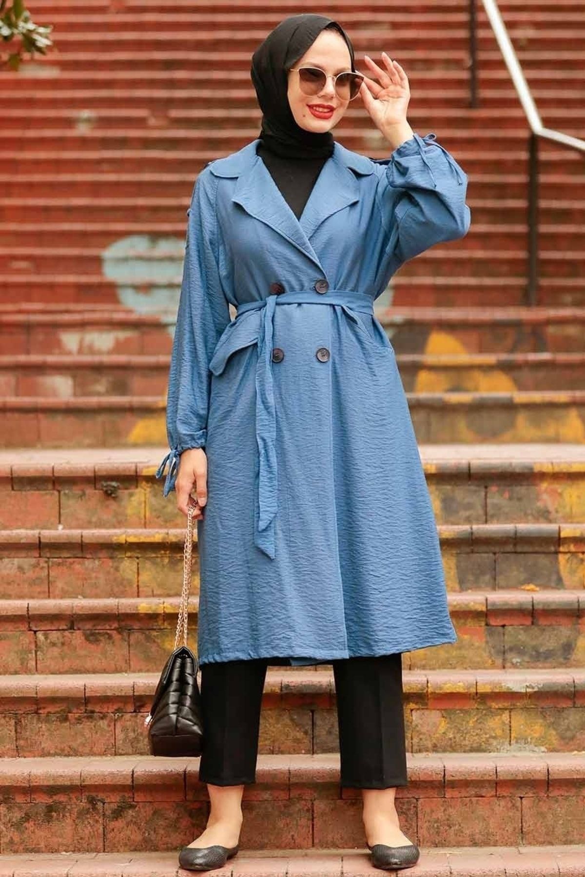 Neva Style Cap Abaya Dark blue Relaxed Trendyol
