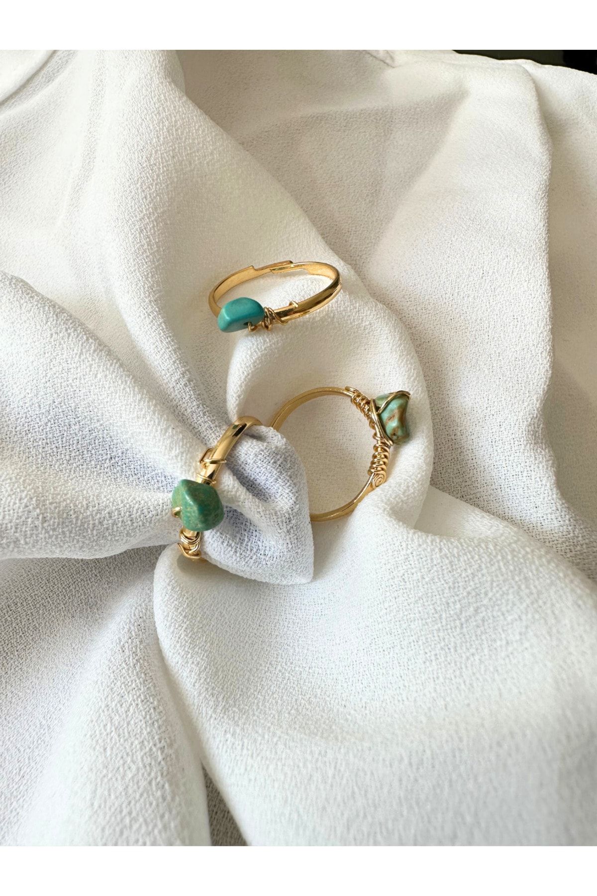 Retrobird Adjustable Natural Stone Single Brass Ring for Women