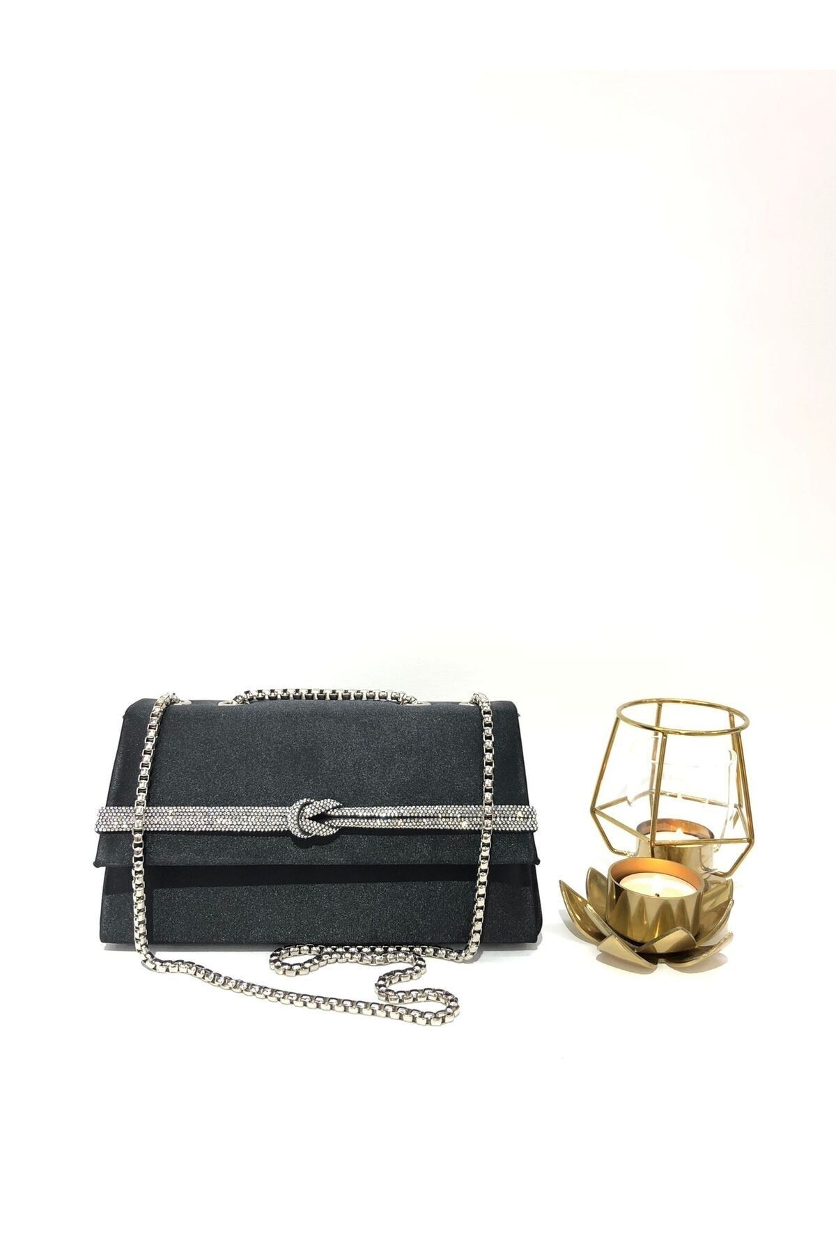 Black evening bag with shoulder strap hot sale
