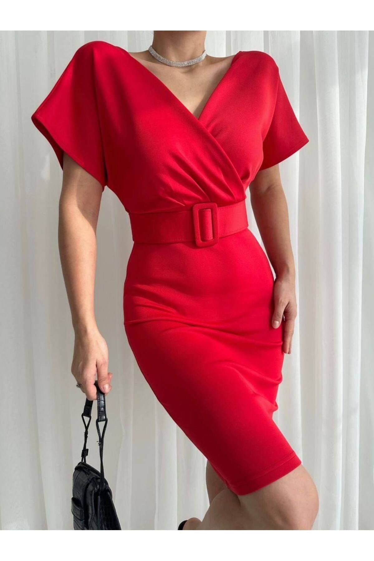 Mossta Evening Prom Dress Red Pencil skirt Trendyol
