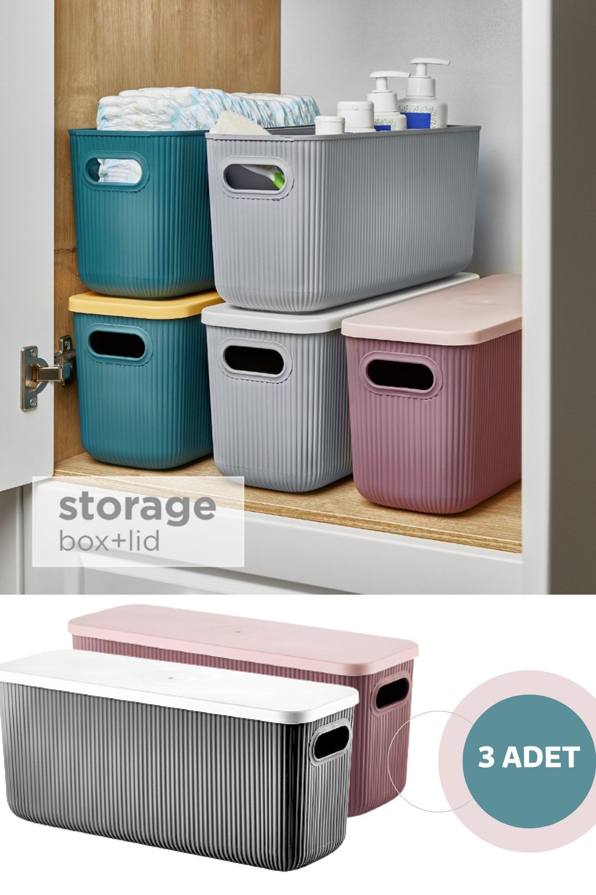 L GROUND SCANDINAVIAN 3 PIECES 6.6 LT LONG DECORATIVE STORAGE BOX