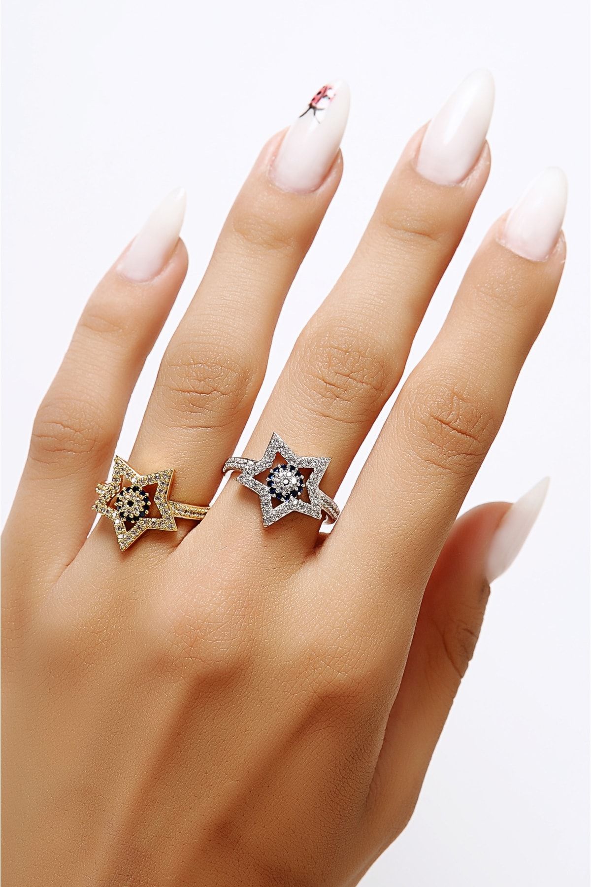 EUROMODA Adjustable Star Design Zircon Stone Ring Trendyol