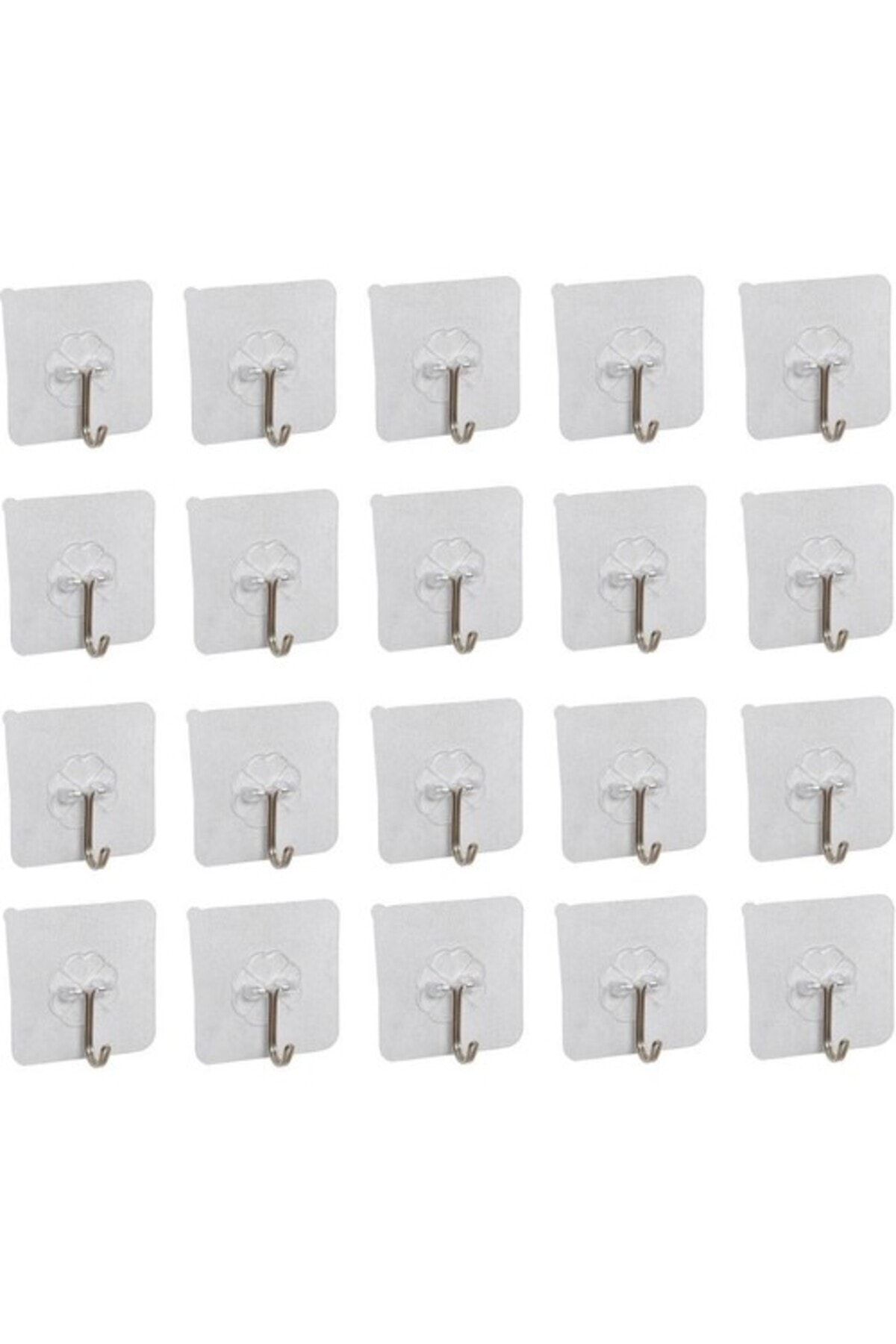 Berev 20 Self-Adhesive Transparent Hangers with Metal Hooks