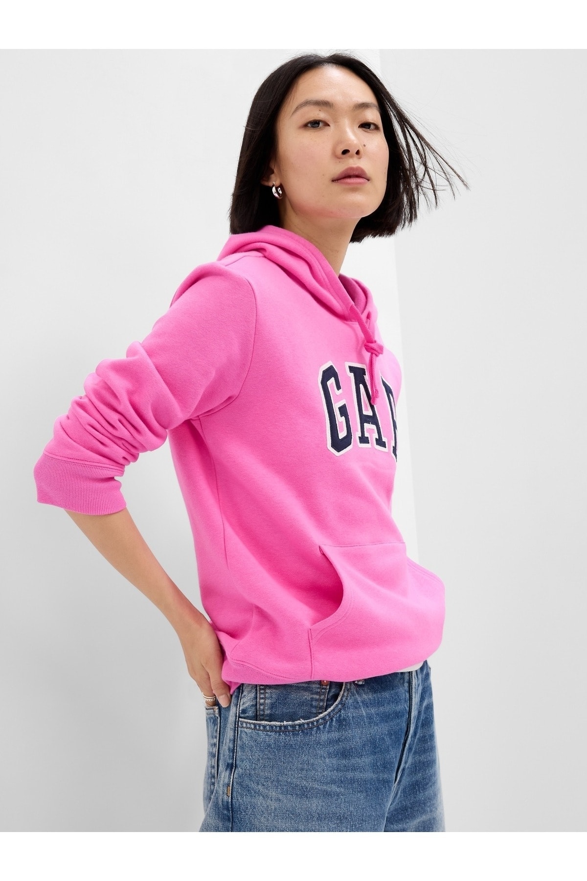 Kadın Pembe Gap Logo Kapüşonlu Sweatshirt - تهران دیول