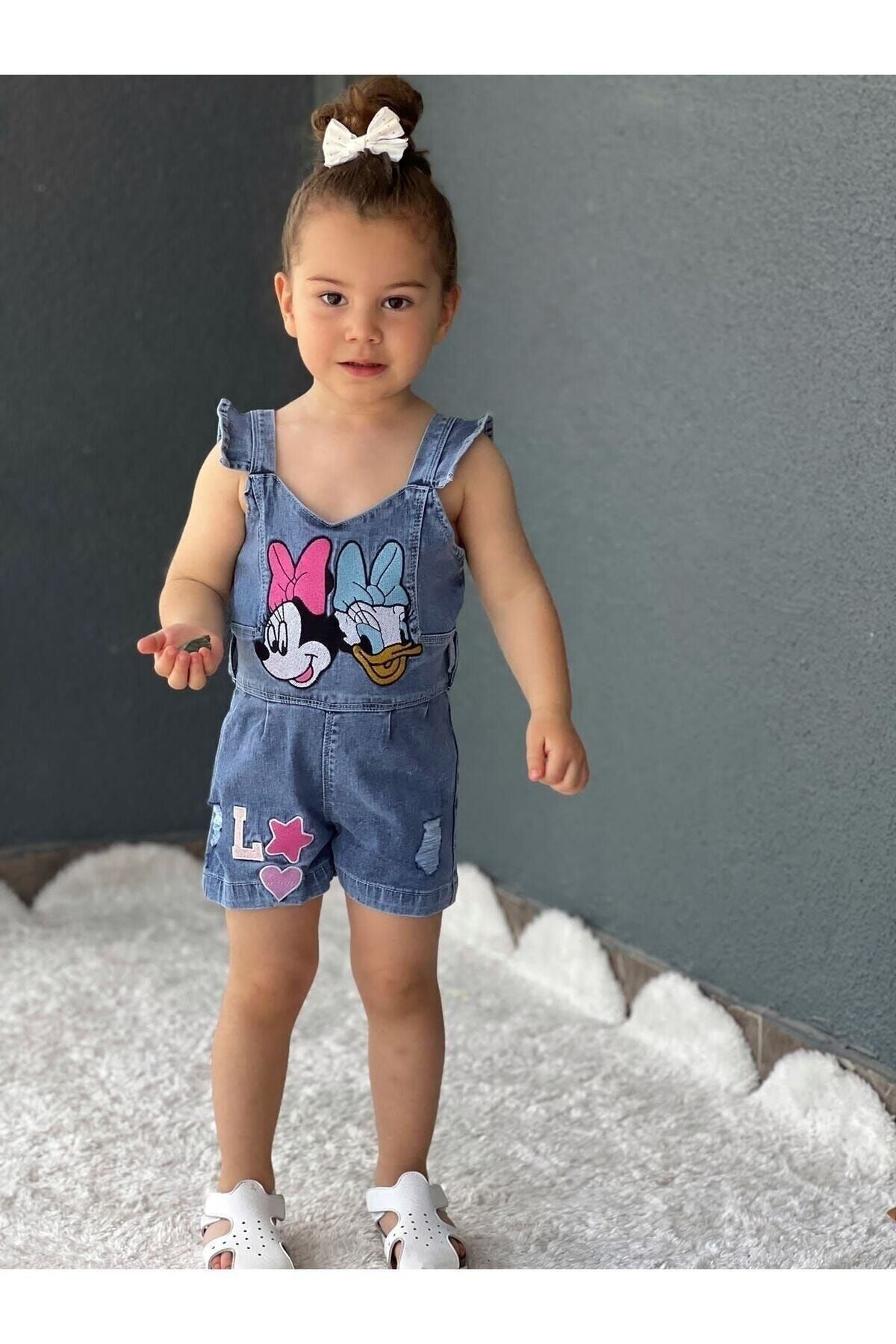 DUDOR K DS Girl s Minnie Daisy Embroidered Denim Jumpsuit with
