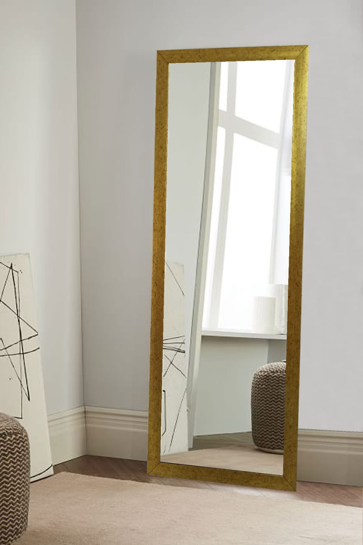 Tablo Center 37x97cm Altın Varak Çerçeveli  Boy Aynası