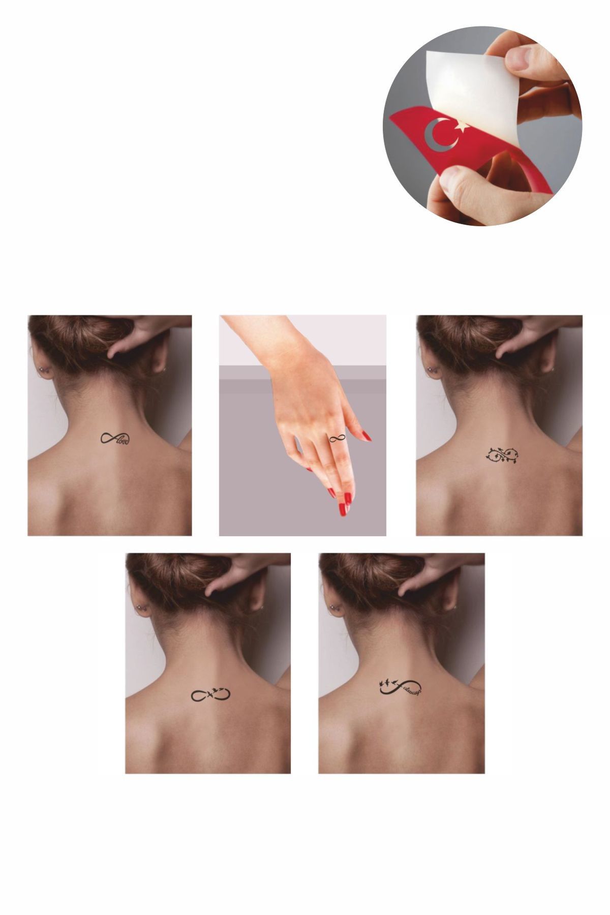 ONE SPRAY TATTOO Sonsuzluk Dövmesi Geçici Dövme Seti Dark Sprey Ve 5 Desen