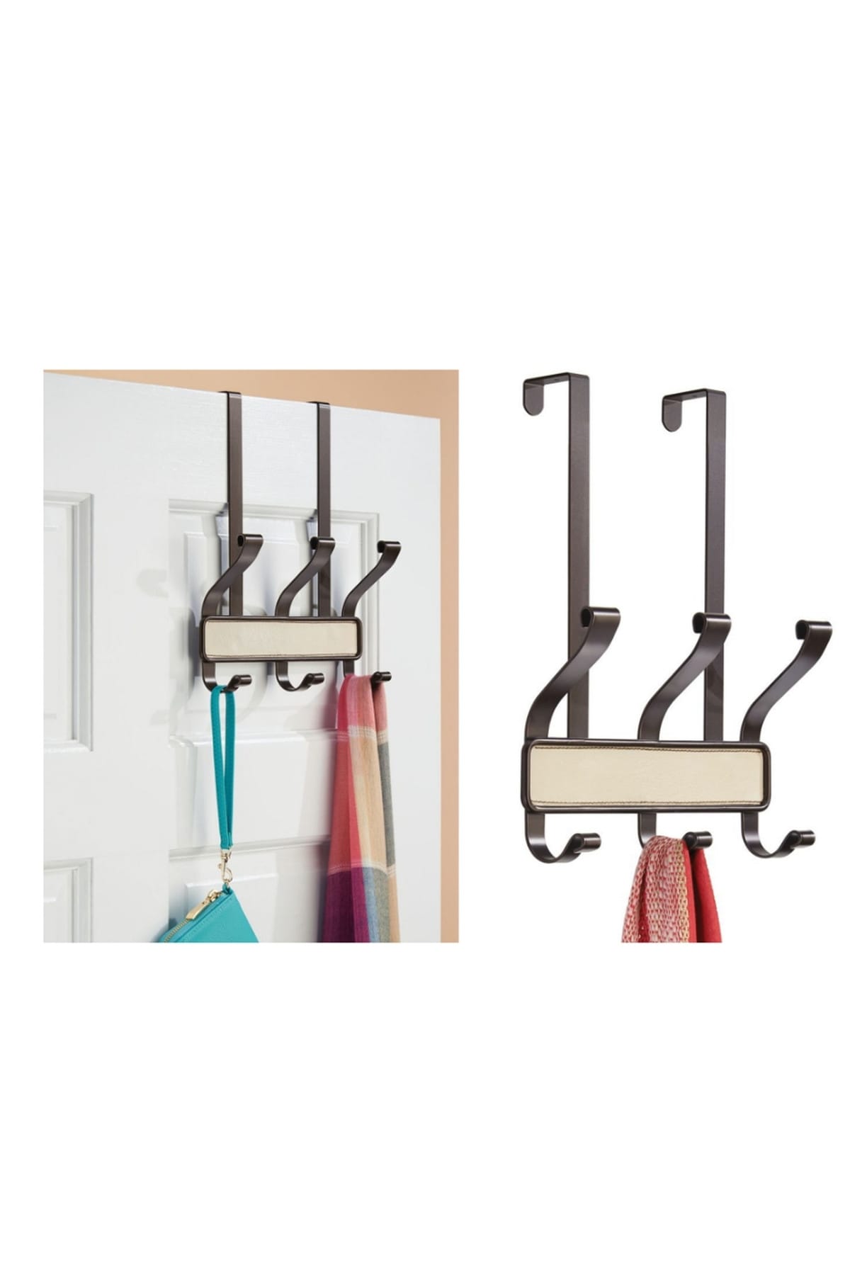 Bosphorus Kapı Üstü Askılık Vegan Deri Kaplamalı,gri Model 23x29x10cm