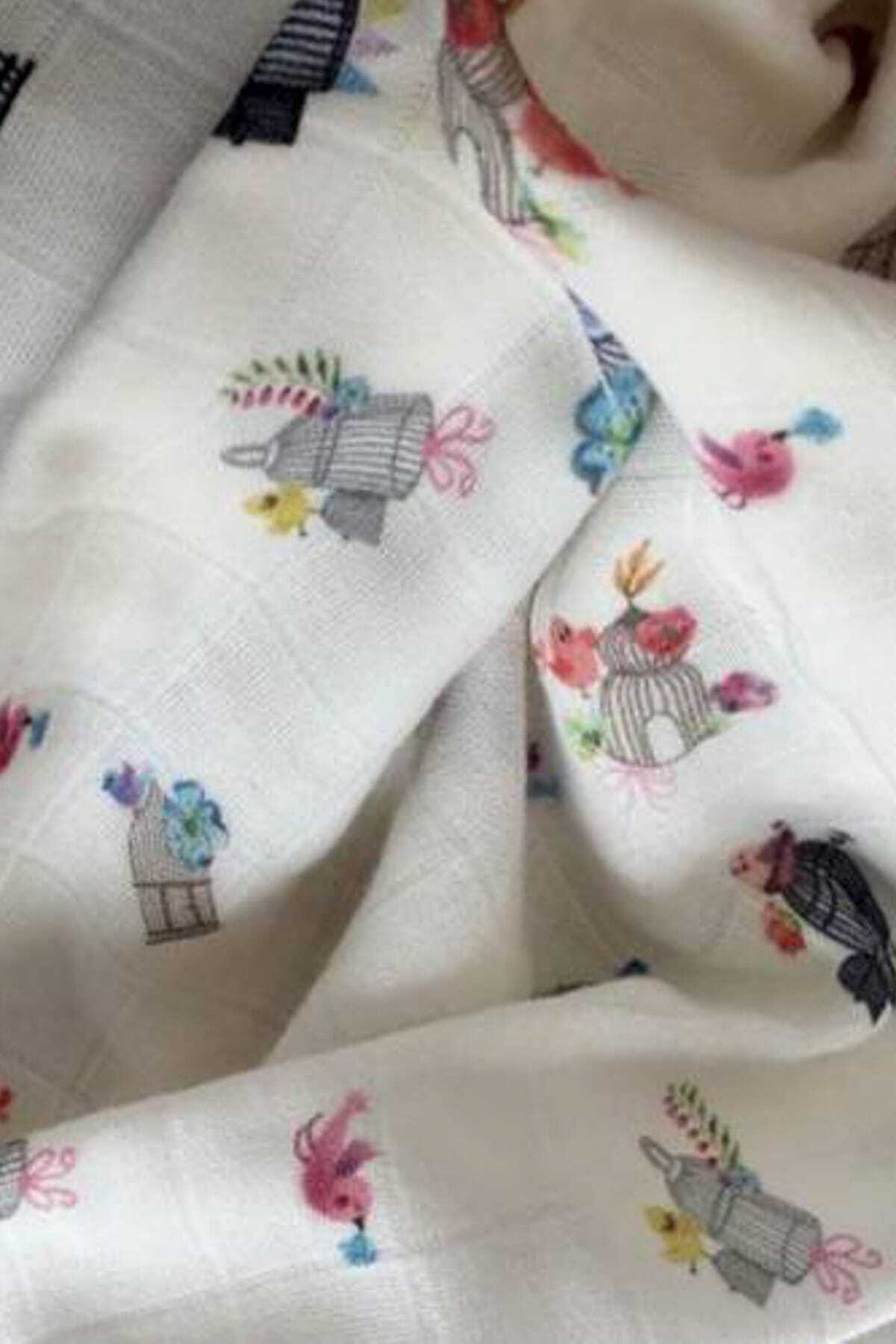 Beberotti 120x120 cm Müslin Örtü Emzirme Örtüsü Kafes Desenli