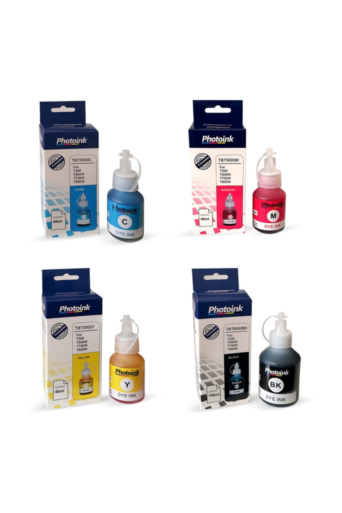 PHOTOINK Brother T500 için 4 Renk 1 Takım Photoink Mürekkep