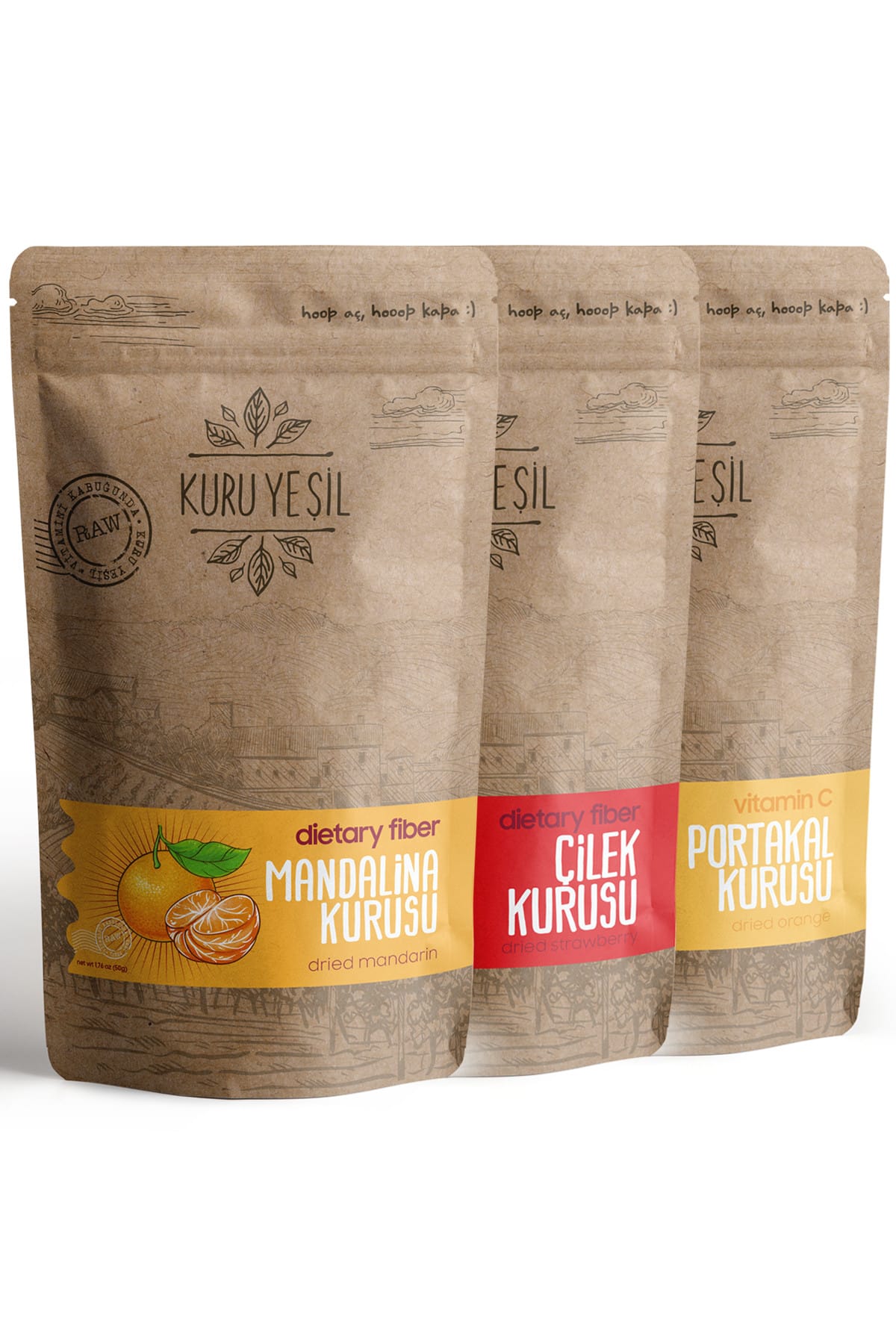 Kuru Yeşil Fırsat Paketi (portakal-mandalina-çilek) 150 Gr