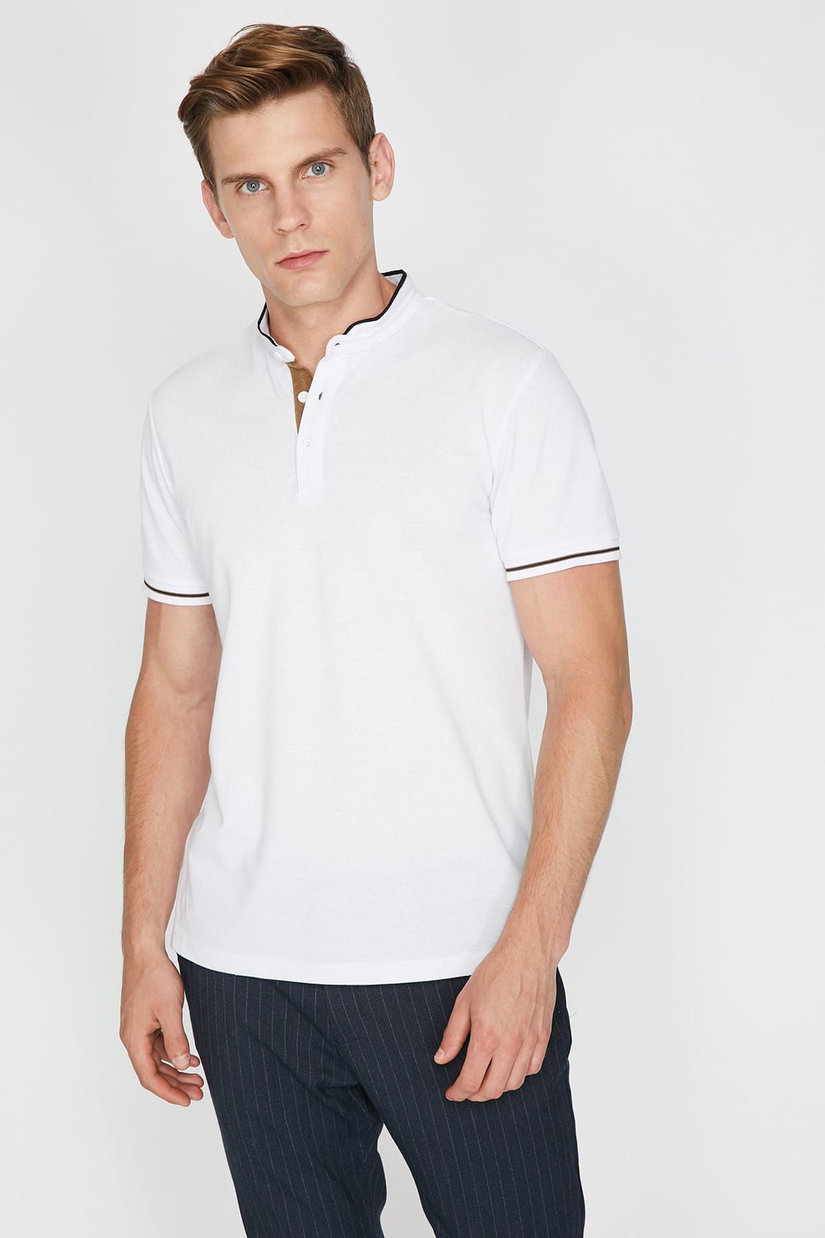Koton Erkek Beyaz Kısa Kollu Polo Yaka T-Shirt 9YAM11364HK