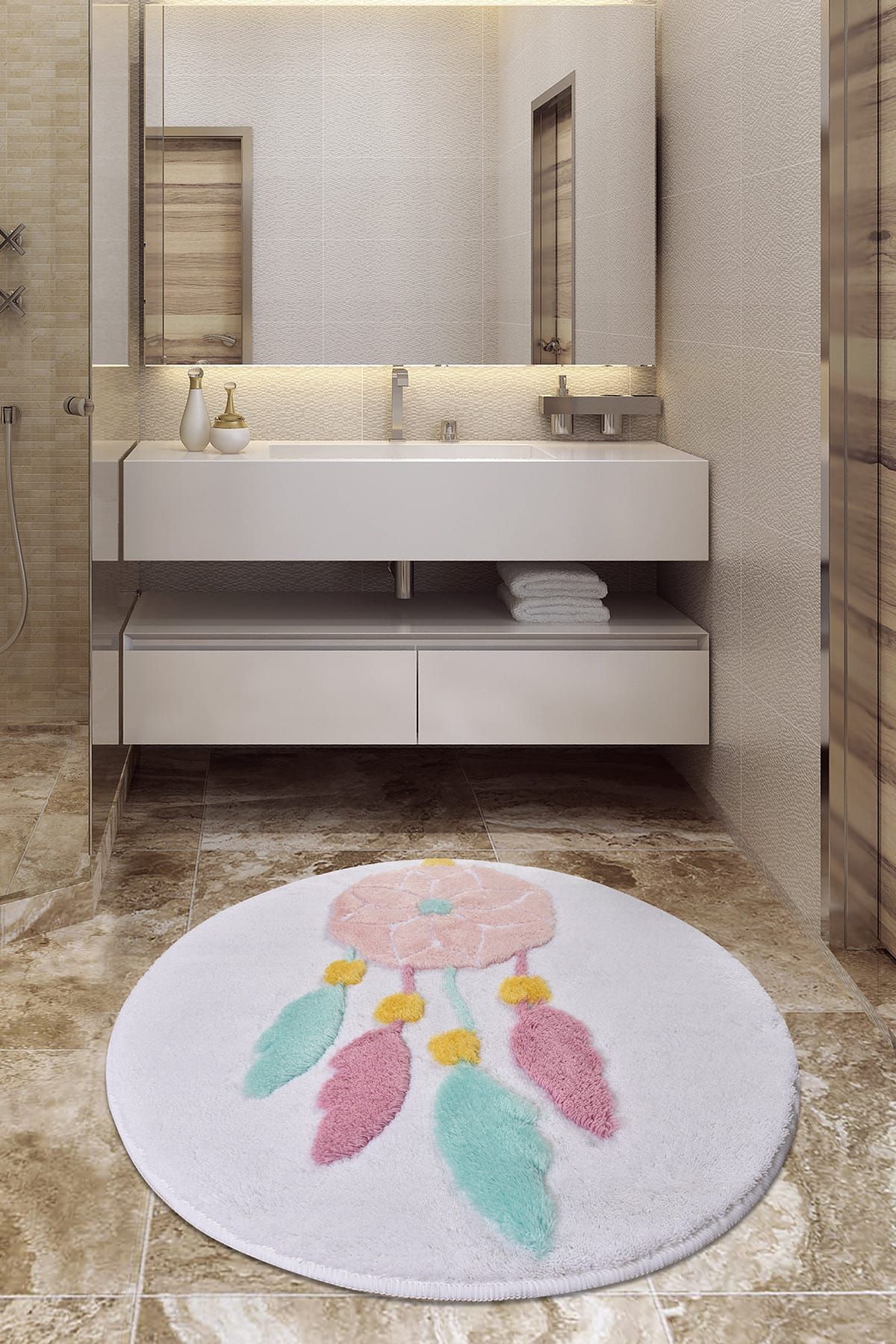 Chilai Home Rüya Beyaz 90X90 Cm Banyo Halısı Paspas