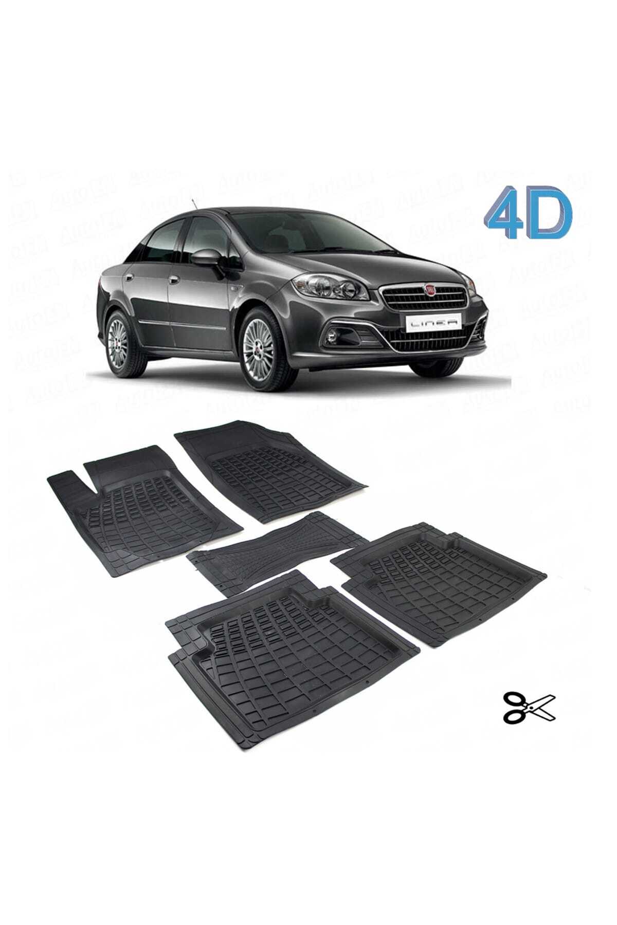 AutoEN Fiat Linea 2006-2016 Kesimli 4D Havuzlu Paspas Seti Siyah