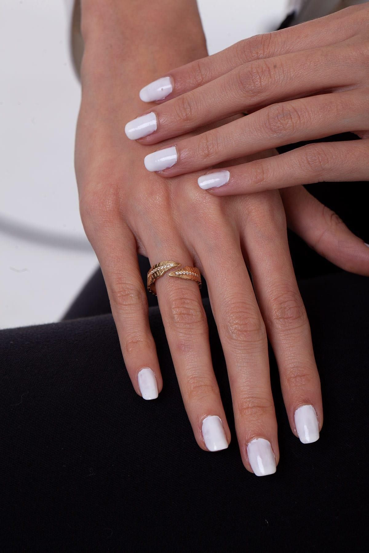 Ninova Silver Kadın Yaprak Model Altın Kaplama Gümüş Yüzük NNVSLVR02476