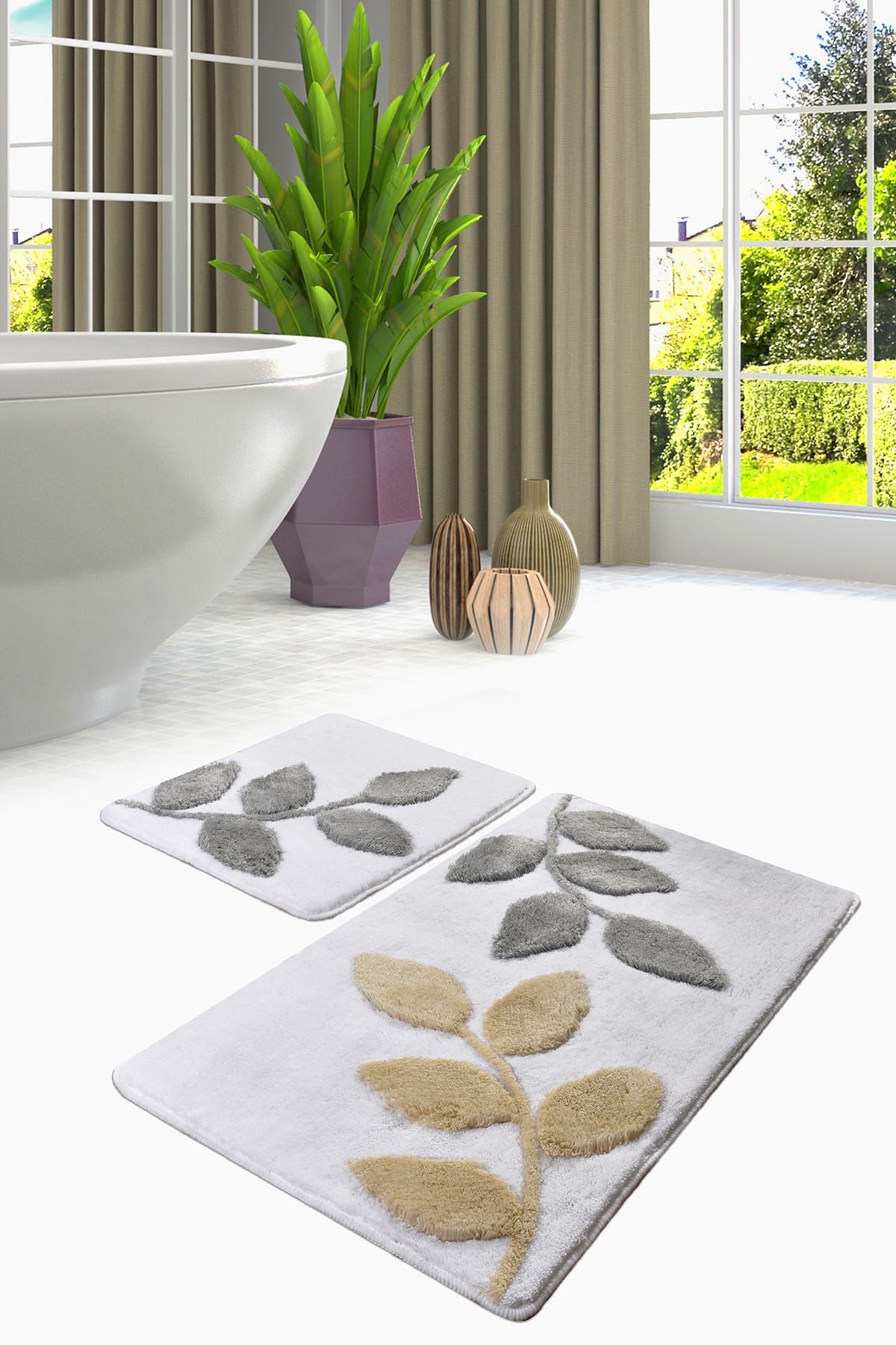Chilai Home Innovıa Beyaz 2 Lı Set Banyo Halısı Paspas Seti