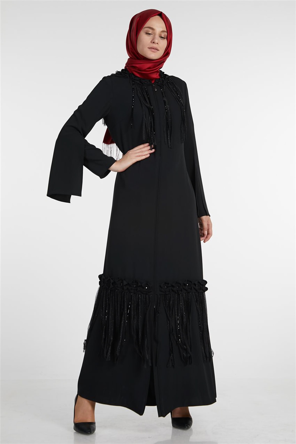 MANTTOCU Kadın Siyah İnci Pardesü Manttocu-M19YPRD86055