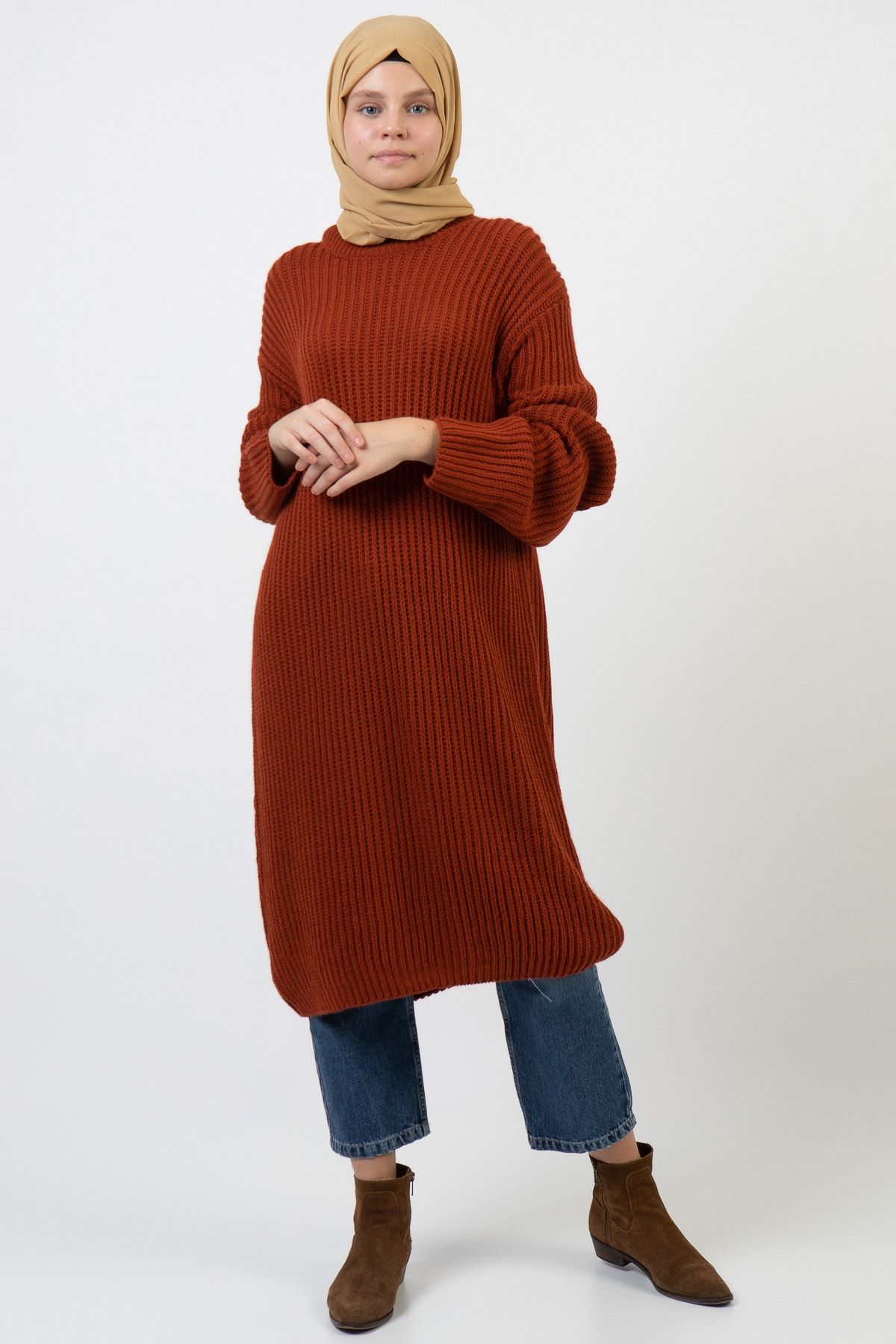 ilmek Kadın Kiremit Oversize Kazak 4017