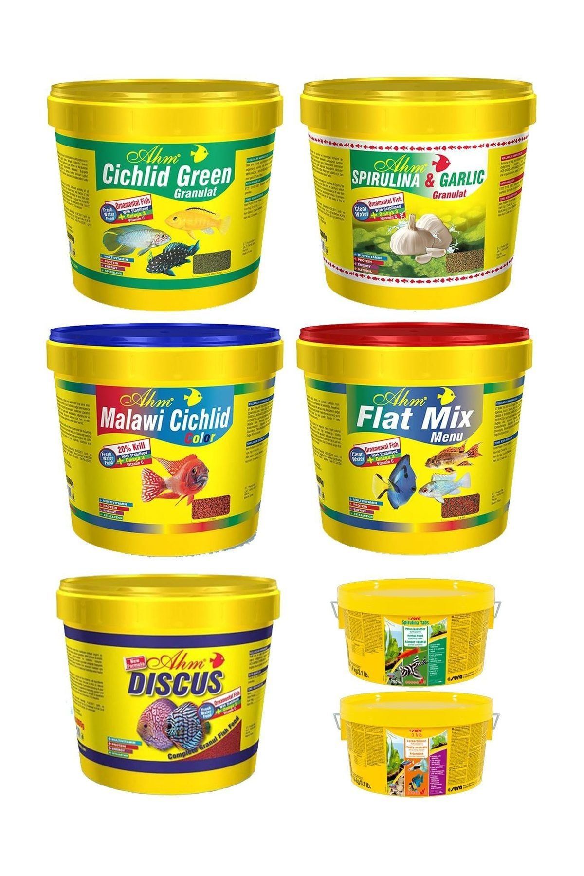 Ahm Sera Malawi Cichlid Çiklet Yem Seti 500 Gr ve 40 Tab