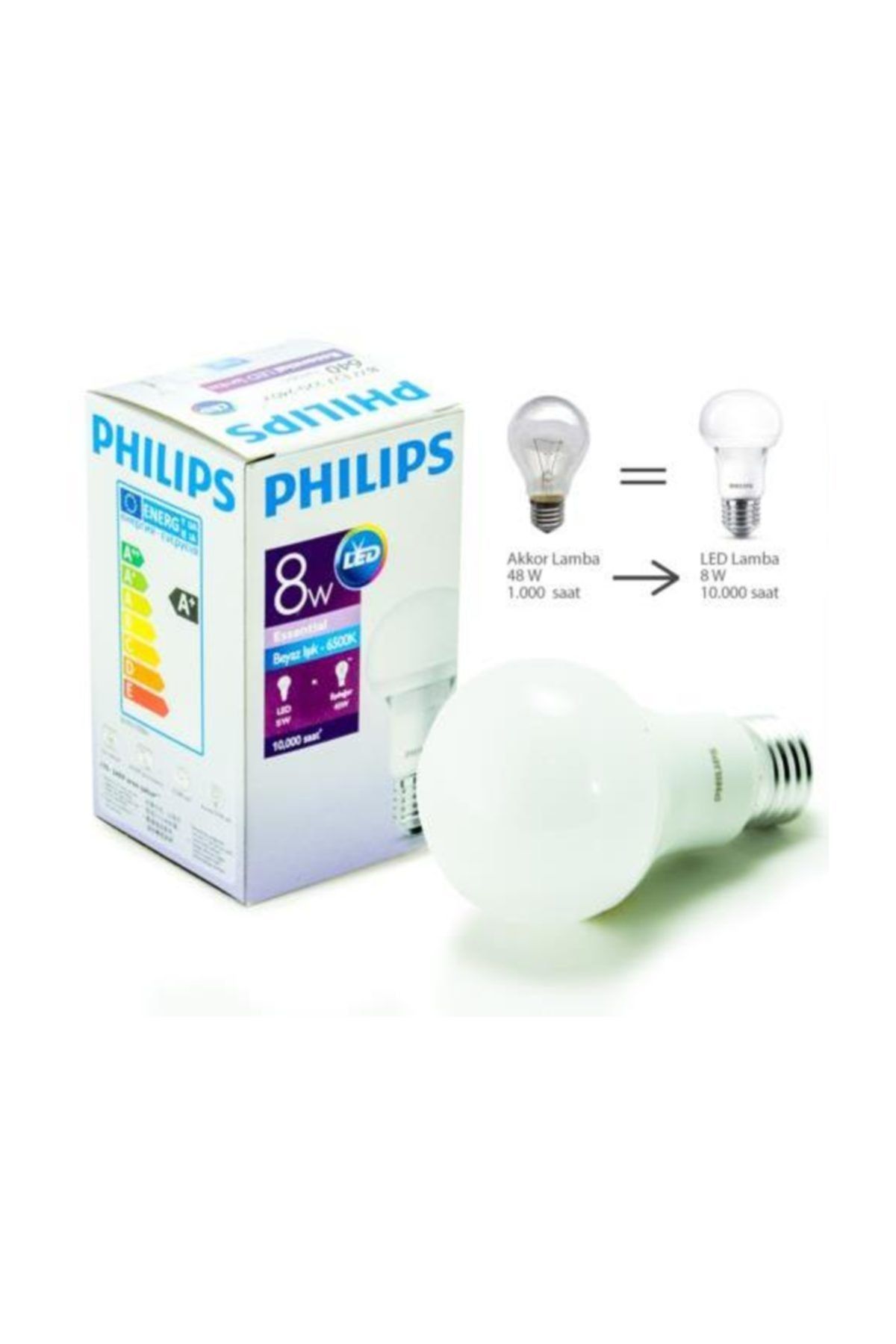 philips led ampul e27 8w 6500k beyaz isik 6 adet fiyati yorumlari trendyol