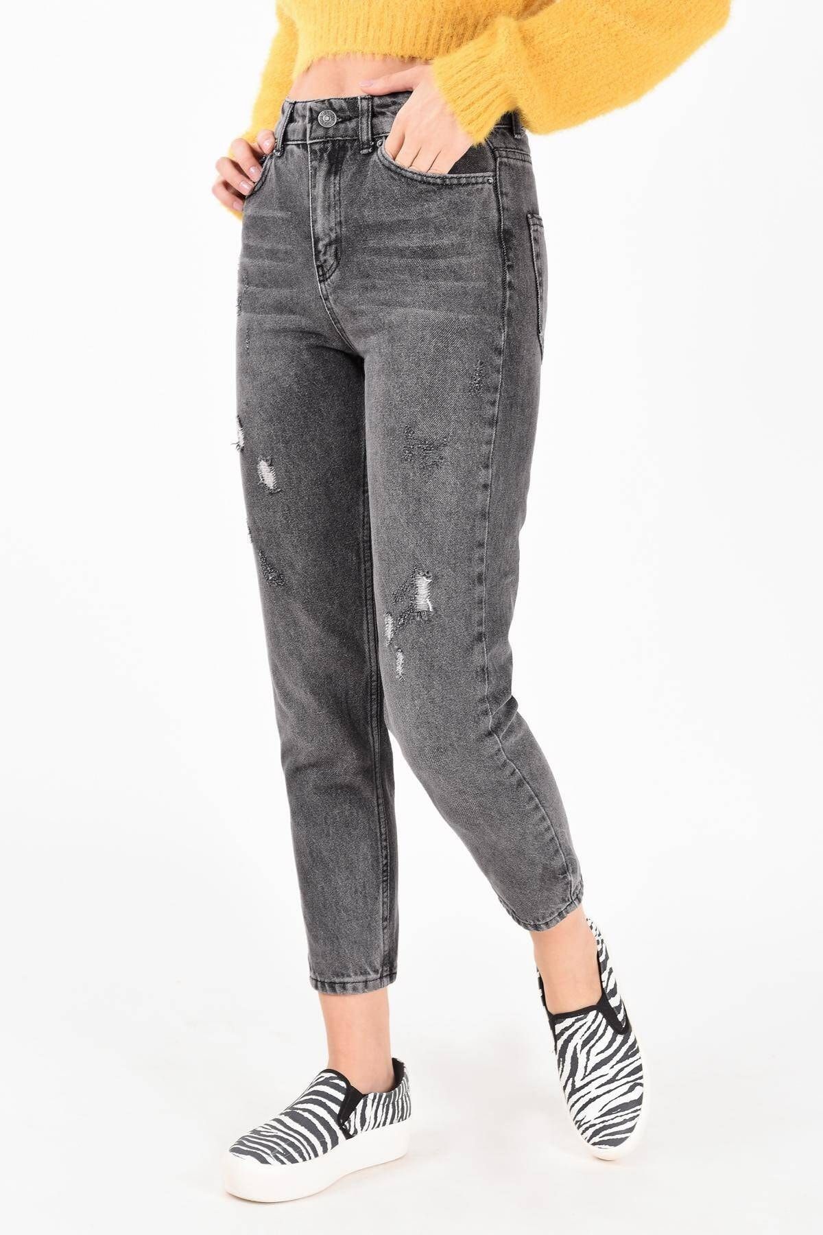 addax kadin fume yirtik detayli mom jean pn2360 pnf adx 0000020551 fiyati yorumlari trendyol