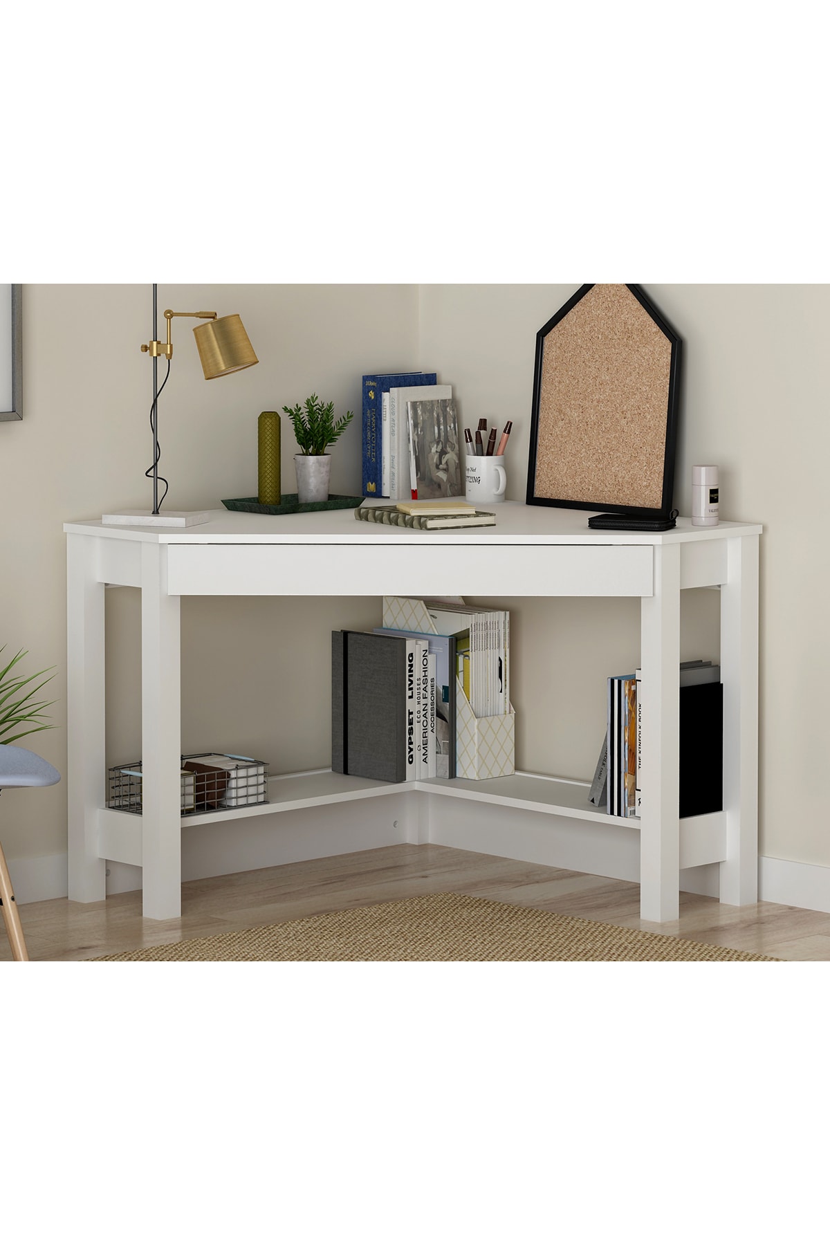 sanal mobilya aldo cekmeceli kose calisma masasi mat beyaz fiyati yorumlari trendyol