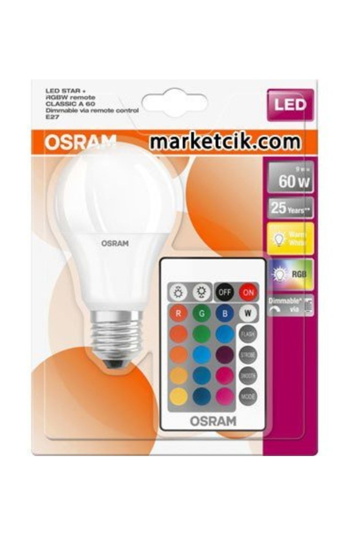 marketcik osram 9w e27 duy renk degistiren uzaktan kumandali led ampul fiyati yorumlari trendyol