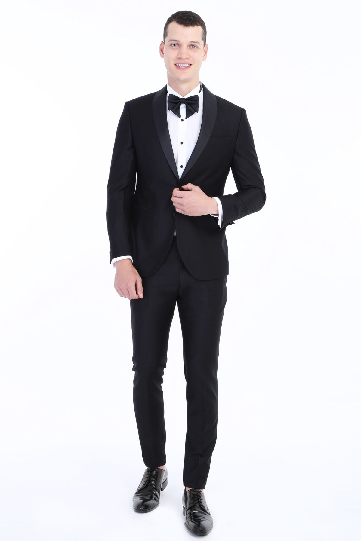 Kiğılı Erkek Siyah Slim Fit Şal Yaka Smokin Damatlık