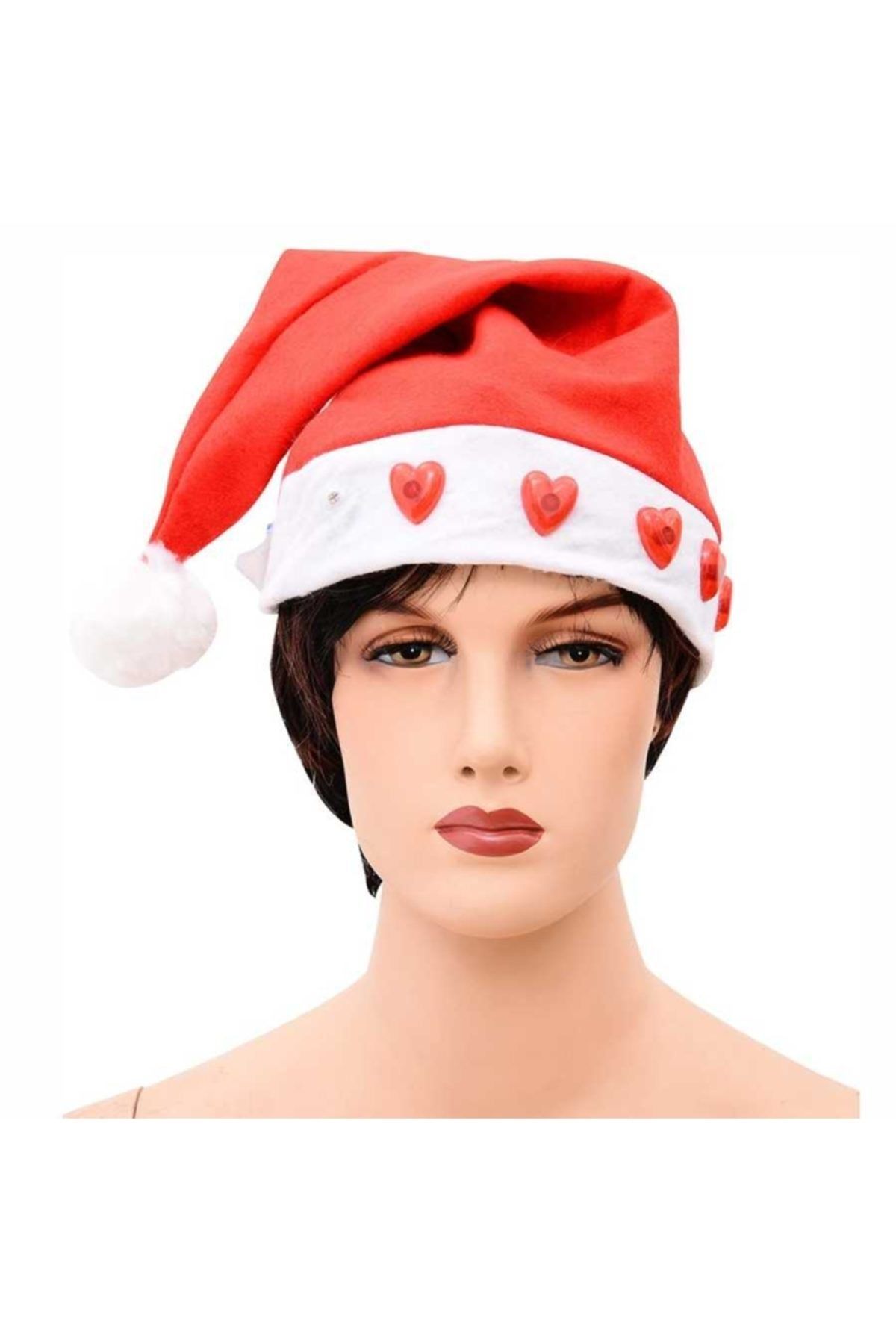Partici Kalp Işıklı Noel Baba Şapkası