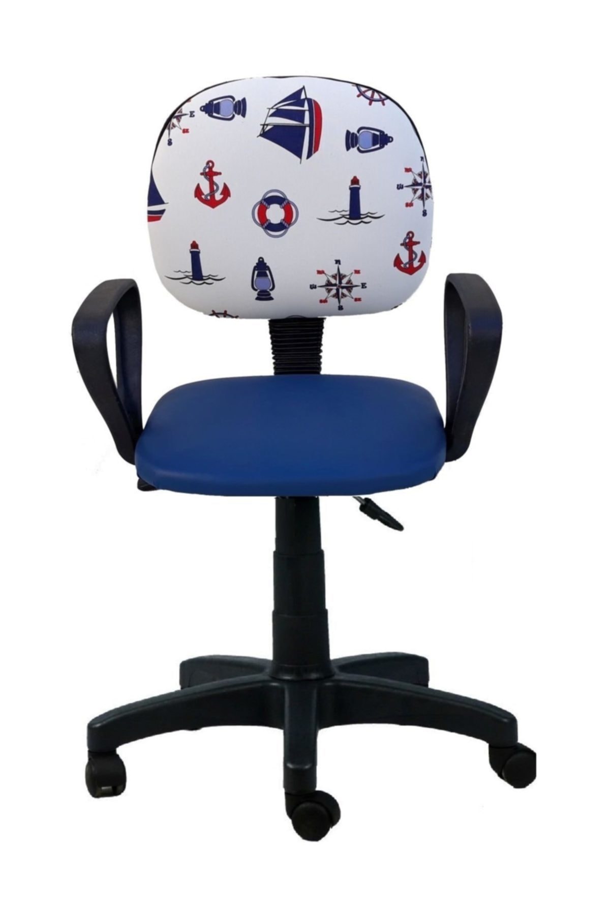 Depolife Çocuk Odası Ders Çalışma Ofis Koltuğu Gemici Dümen Desenli