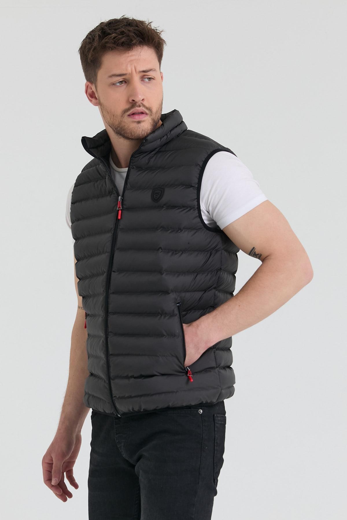 Danger Erkek Slim Fit Şişme Yelek Antrasit