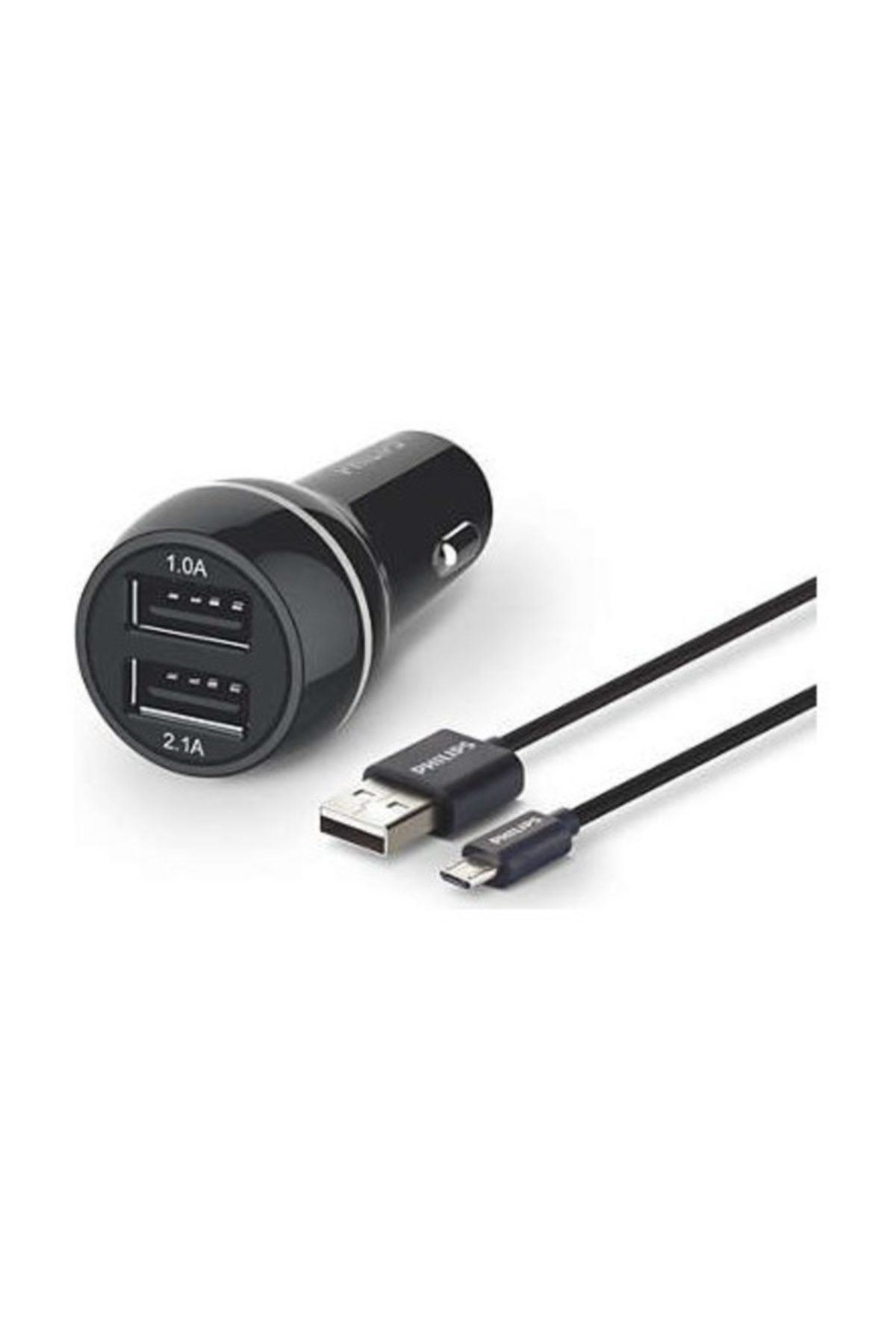 Philips Ultra Hızlı Çiftli Araç Şarj Başlığı Ve Micro Usb Kablo 5v/3.1a – 15.5w Dlp2357u/10 Uyumlu