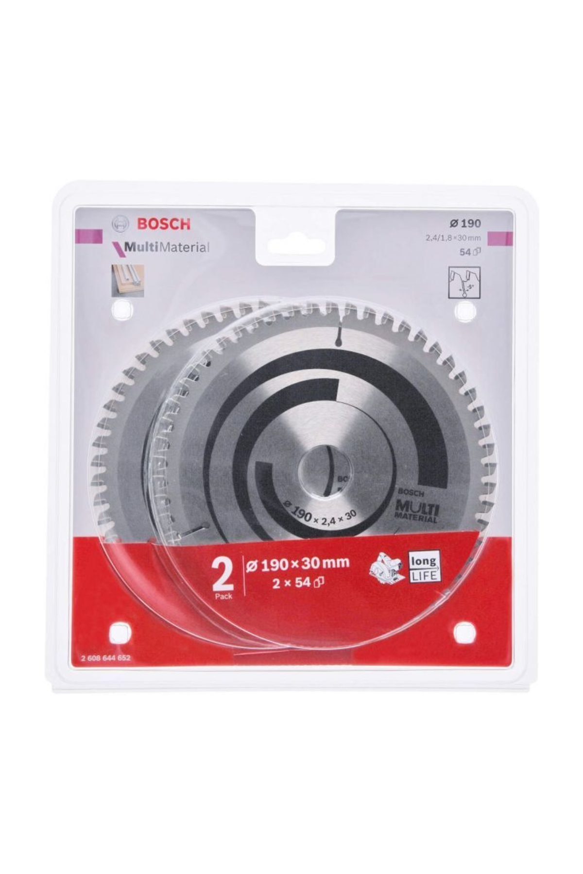 Bosch MultiMaterial 190*30 mm 54 Diş 2'li Daire Testere Bıçağı