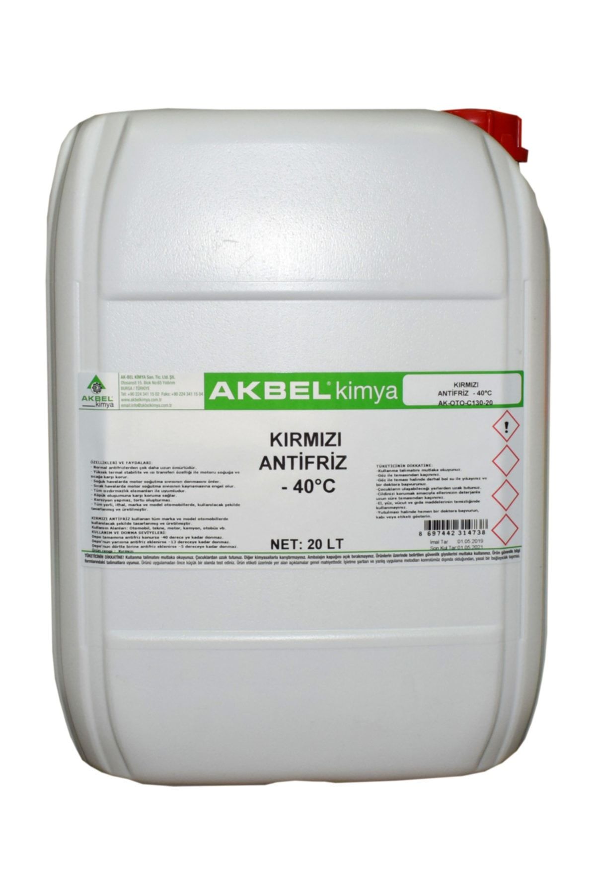 akbel Kırmızı Antifriz 20 Lt - 40°c