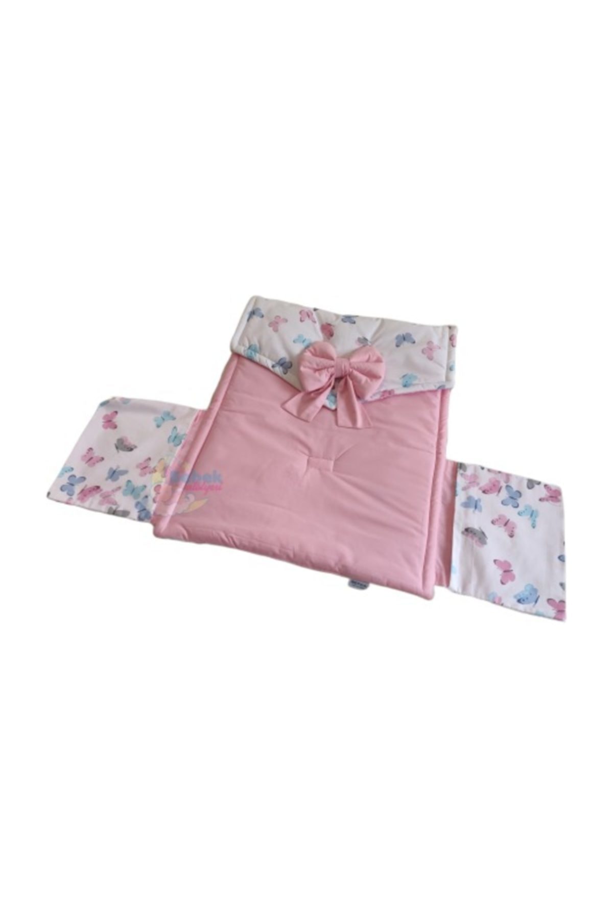 Bebek Atölyesi Pembe Turkuaz Kelebek Desenli Çanta Şeklinde Altaçma Minderi