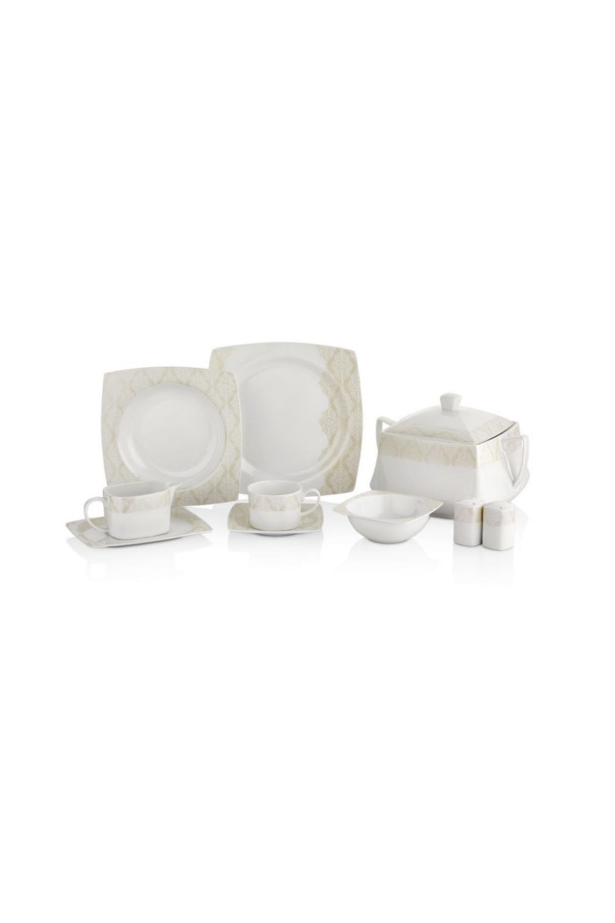 Taç Elegance Katre Rose 85 Parça 12 Kişilk Bone Yemek Takımı-2079