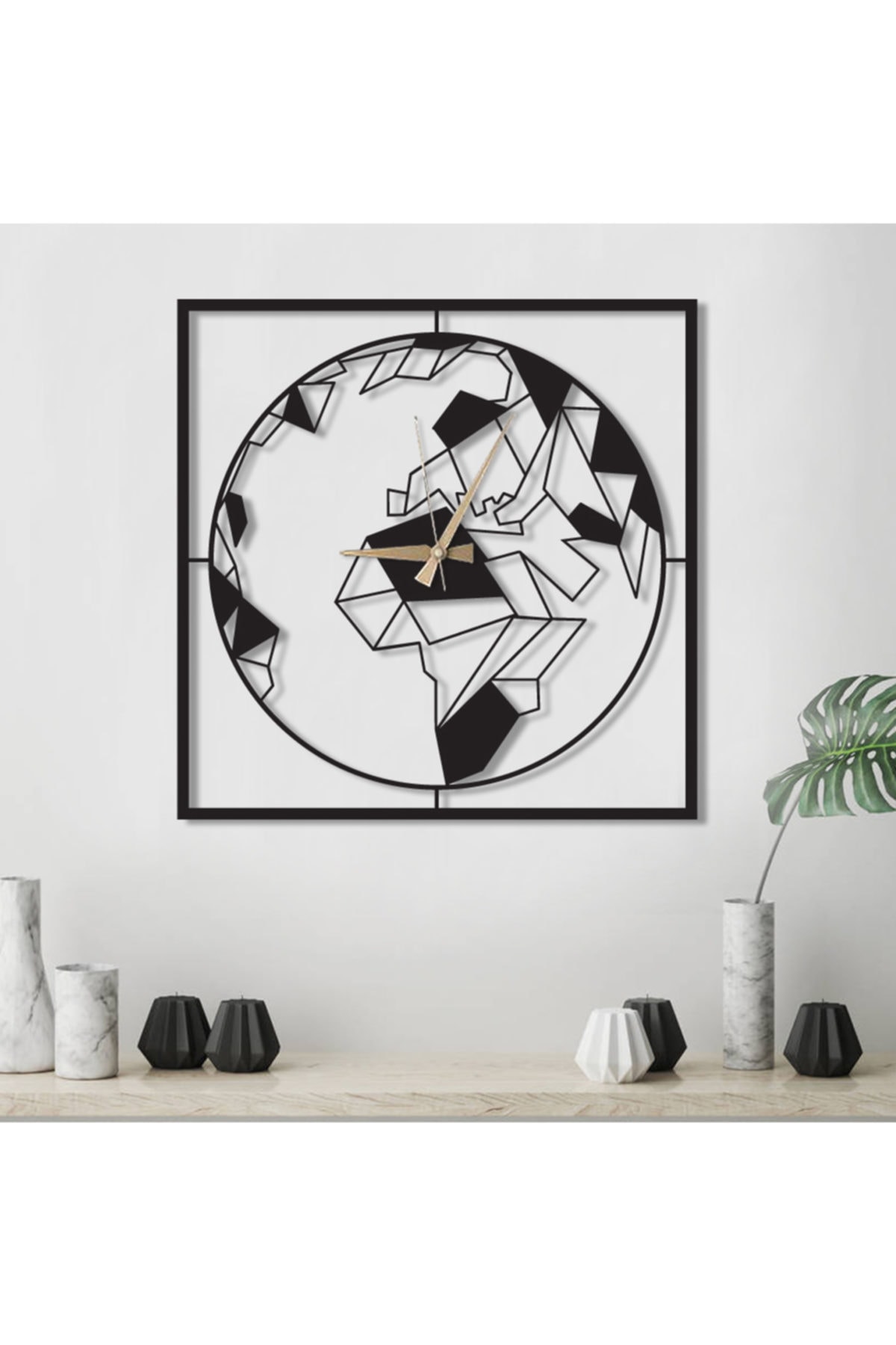 Trigou Earth Clock - 49x49cm - Metal Saat