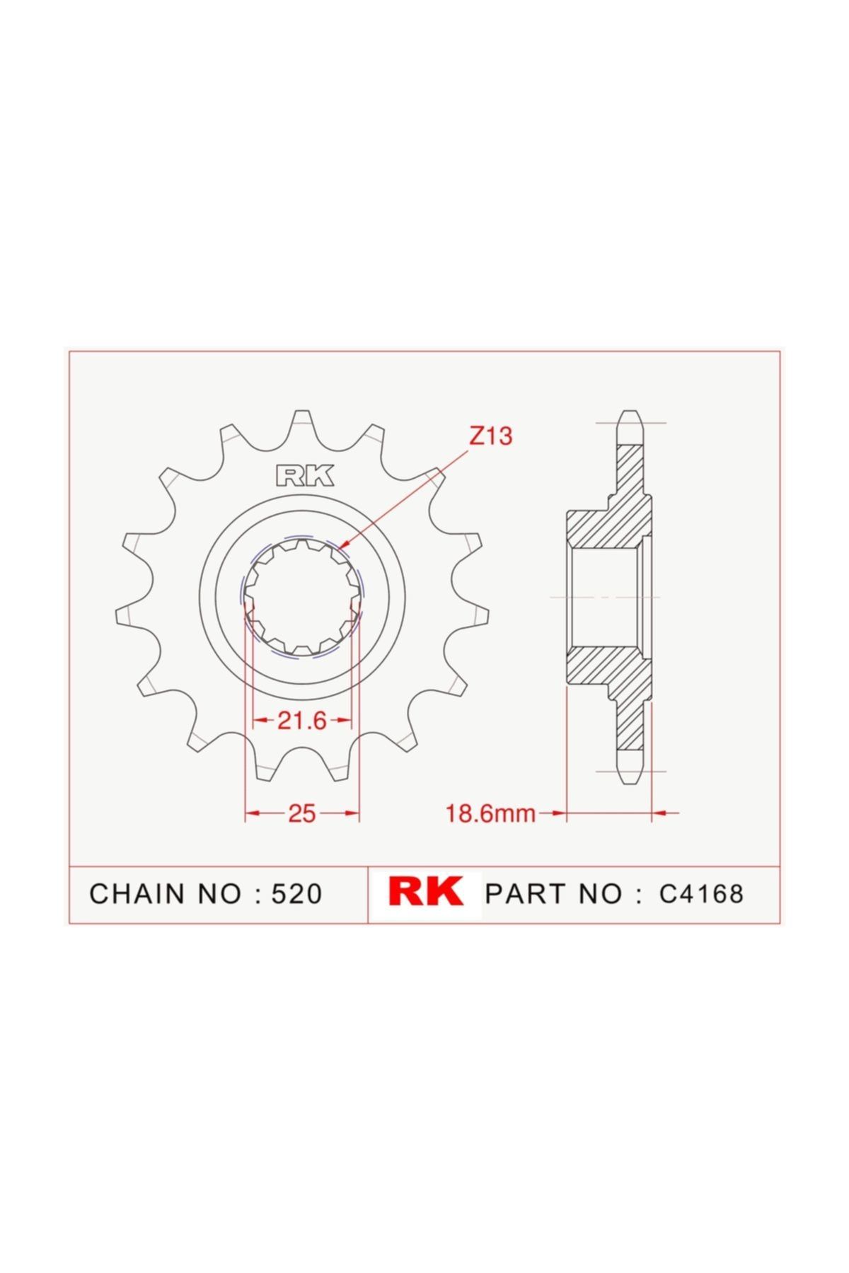 RK Kawasaki Z 750 R Abs  Çelik Ön Dişli C4168-15 (2011-2012)