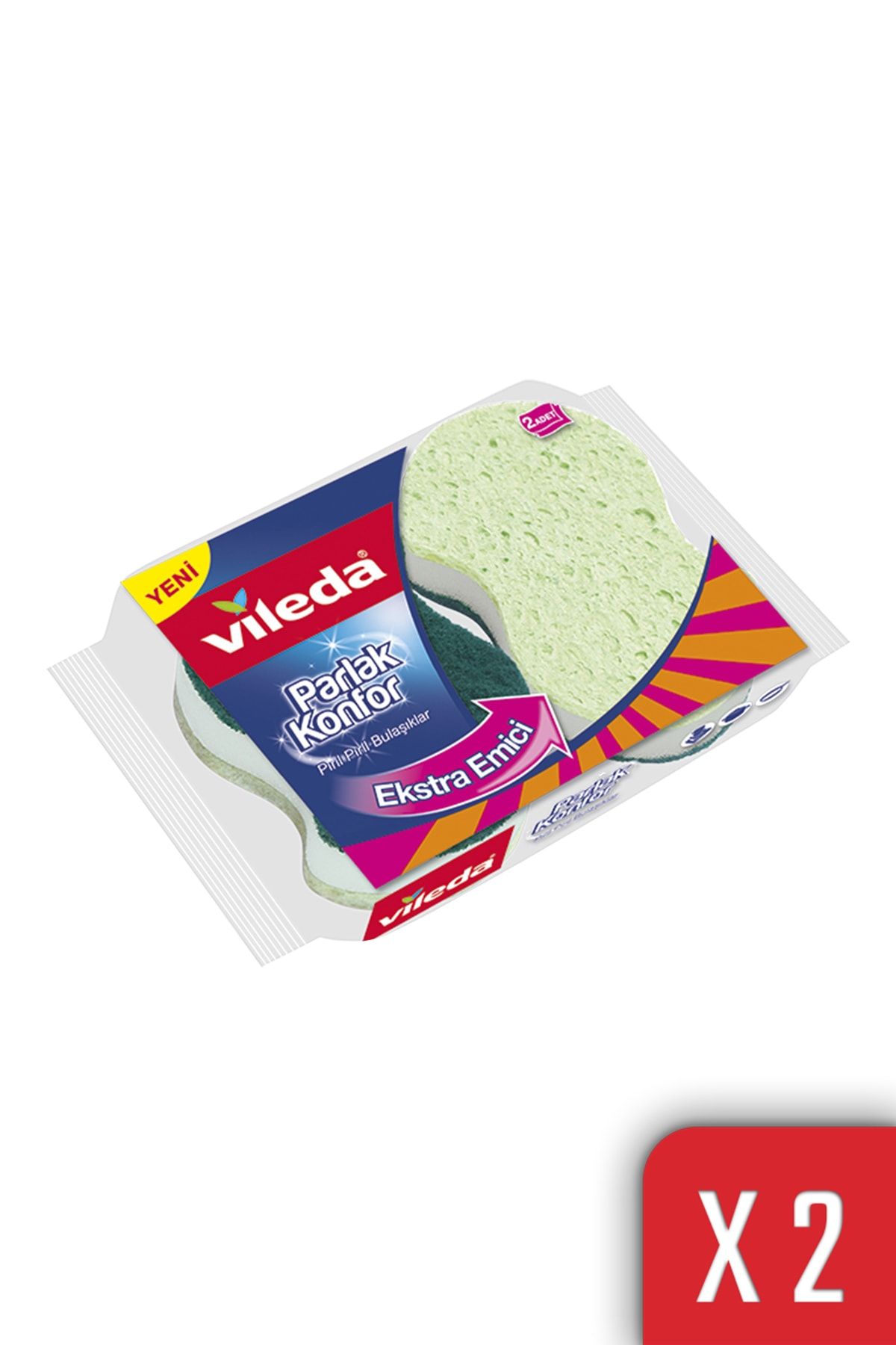 Vileda 2'Li Parlak Konfor Oluklu Sünger 2'Li Paket