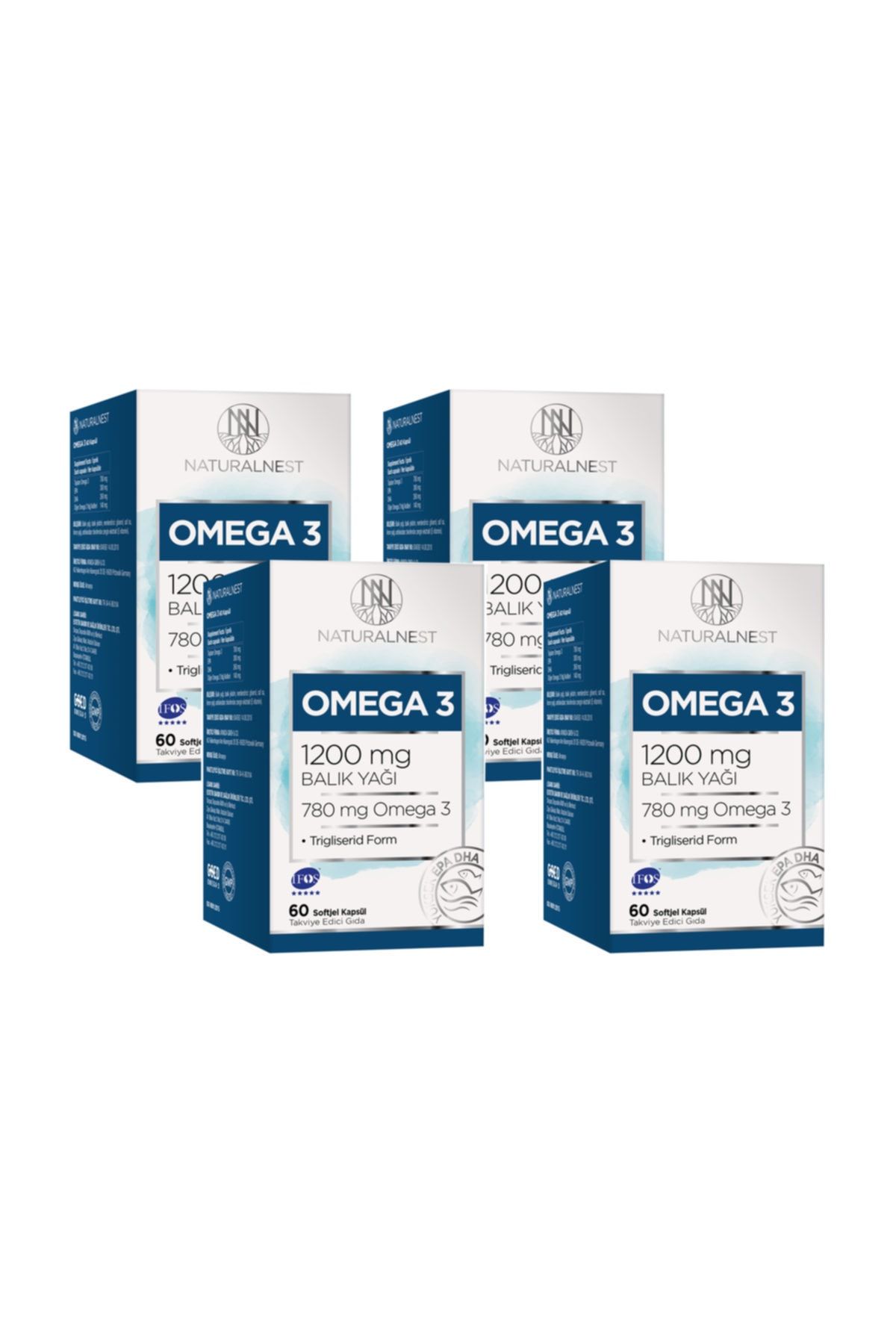 Natural Nest Omega 3 Balık Yağı 1200 mg 60 Kapsül 4 Kutu