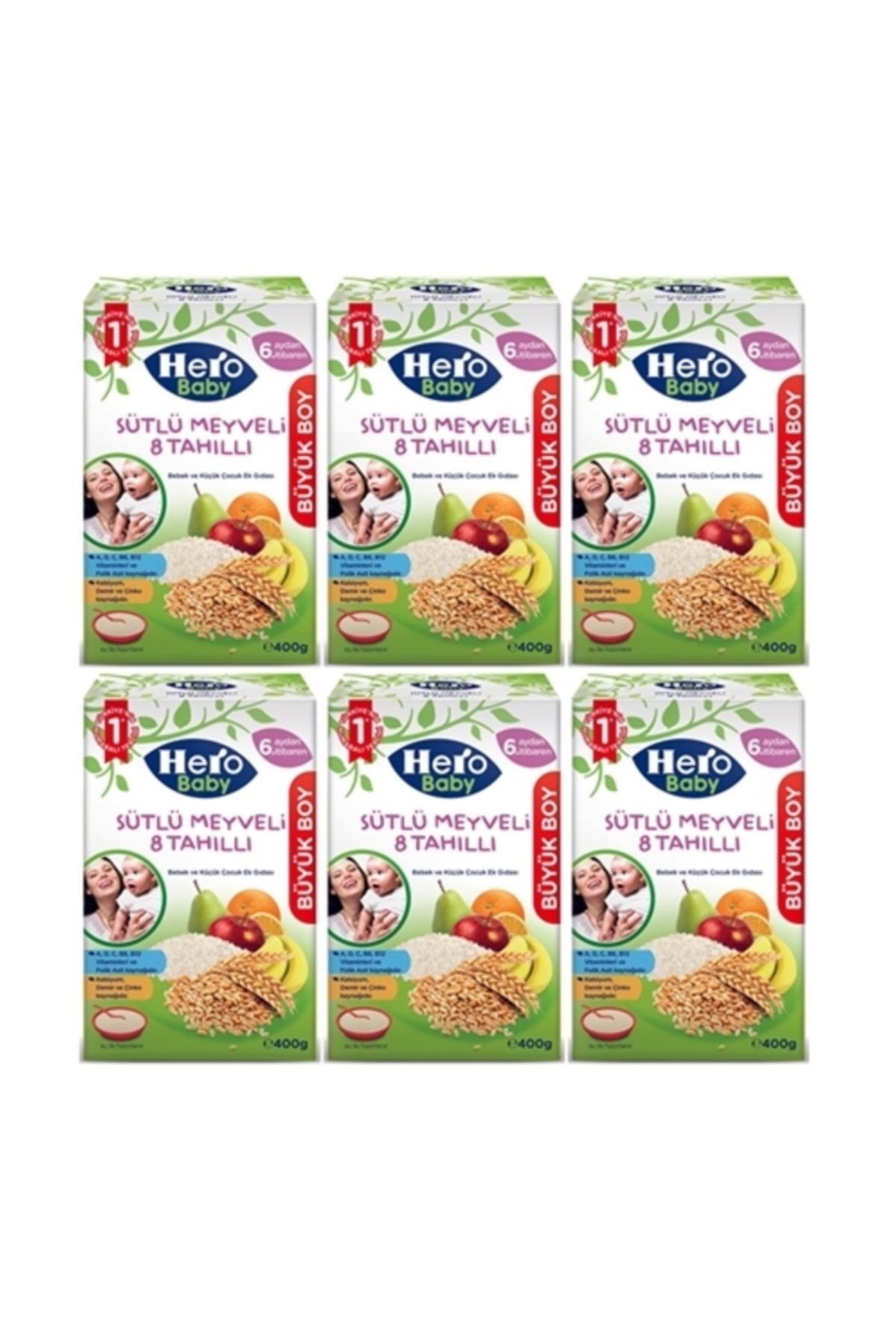 Hero Baby Sütlü Meyveli 8 Tahıllı Kaşık Maması 400grx 6 Adet