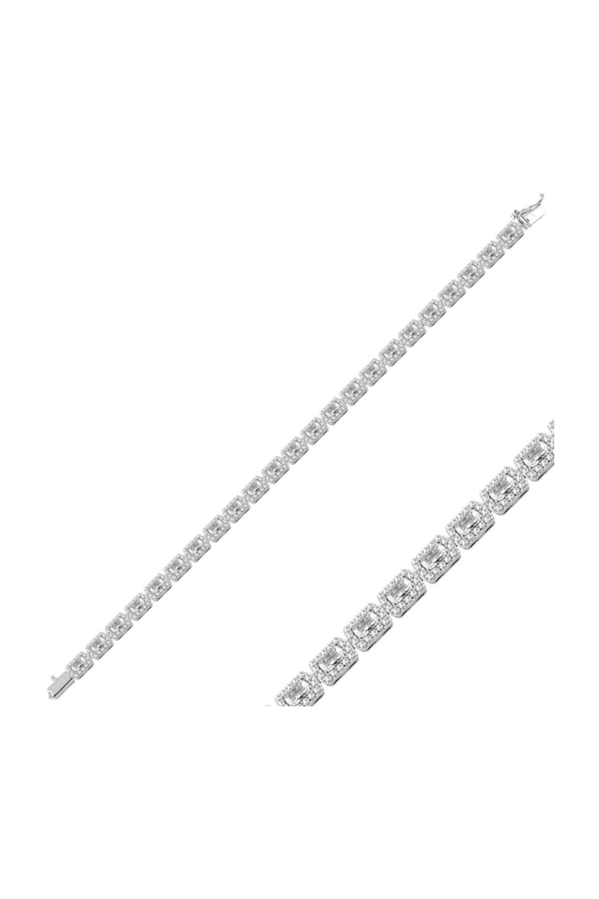 Mercan Silver Baget Taşlı Gümüş Suyolu Bileklik