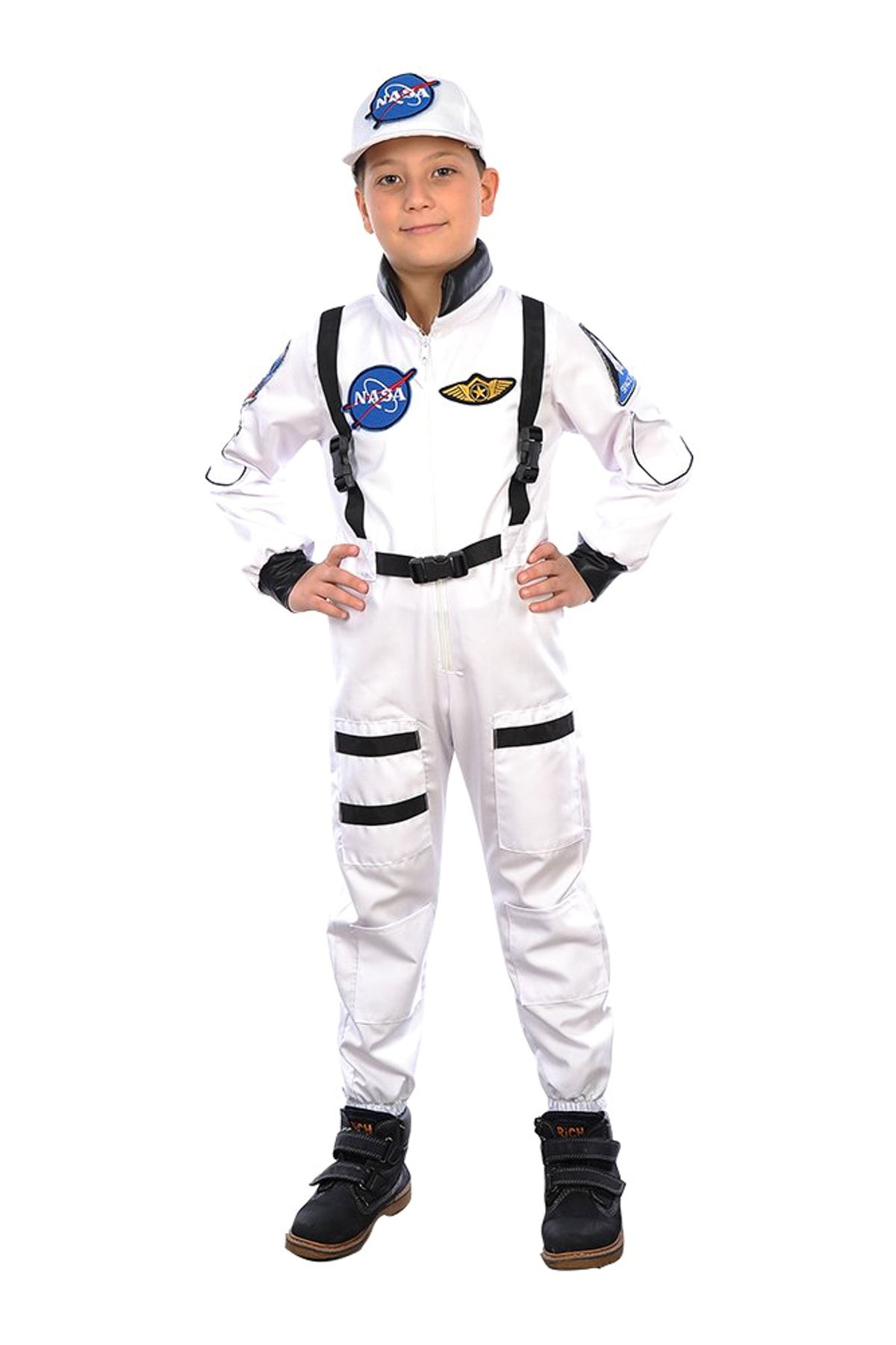 Herkese Kostüm Astronot Çocuk Meslek Kostümü Beyaz 3-4 Yaş /